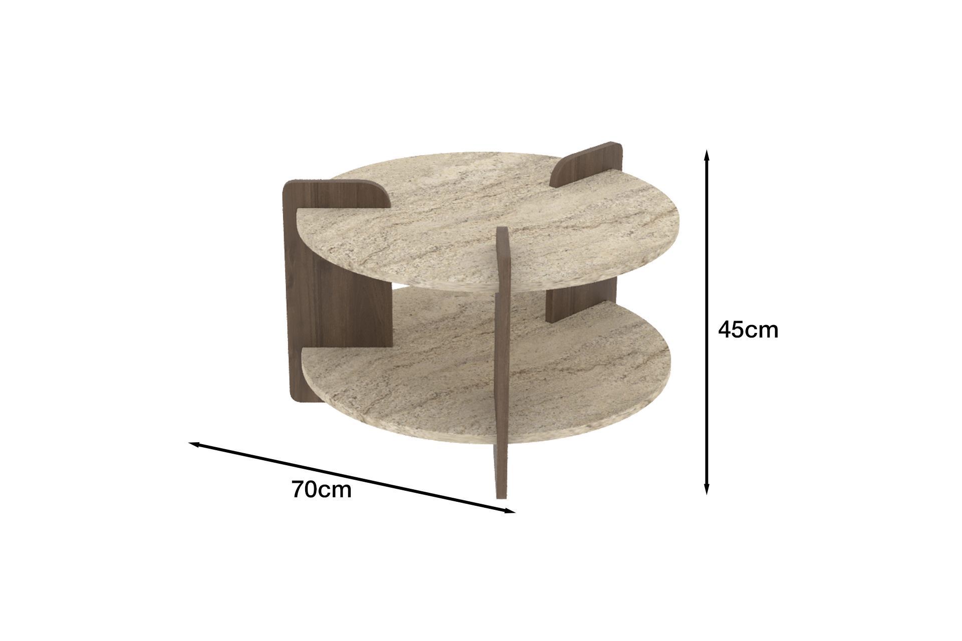 Konferenčný stolík Oalla – travertín, orech