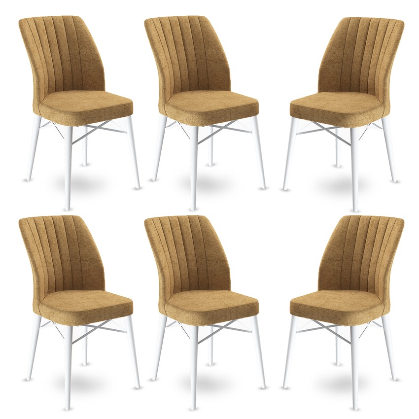 Jídelní židle FLEX – Set 6 ks / Cappuccino / Bílá ASIRGROUP