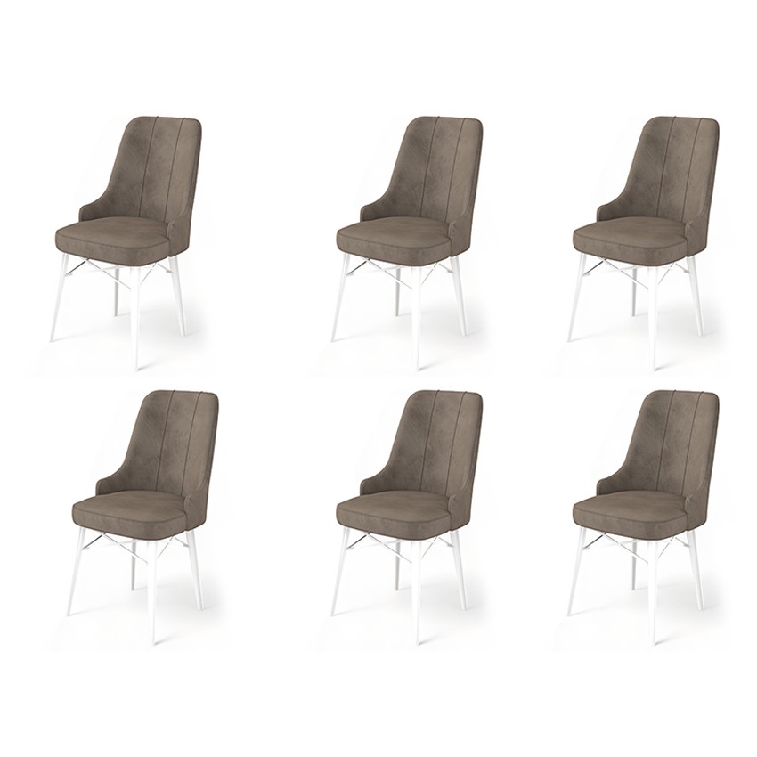 Jídelní židle PARE – Set 6 ks / Cappuccino / Bílá ASIRGROUP