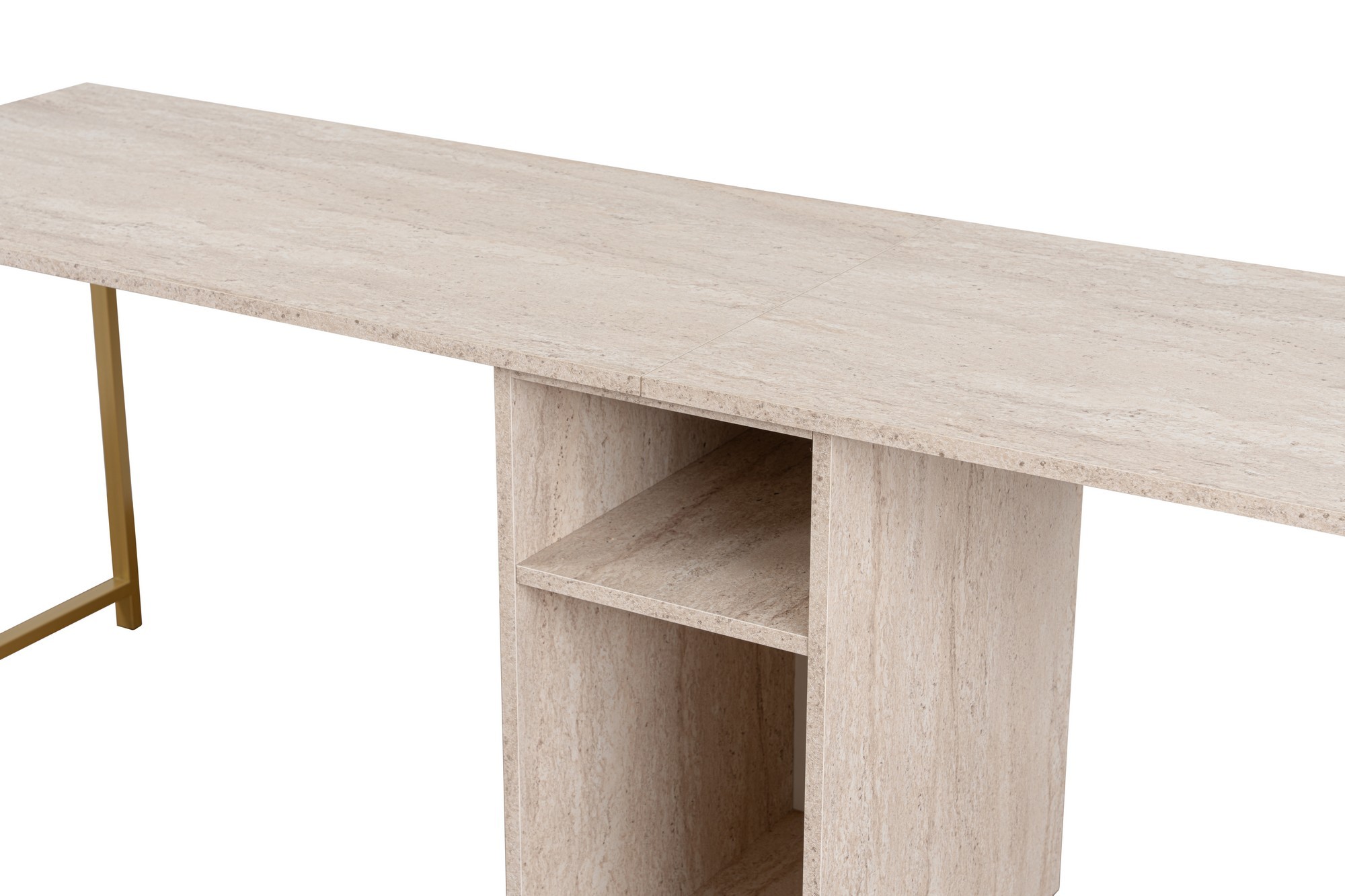 Dvojitý študijný stôl – travertín, zlatá