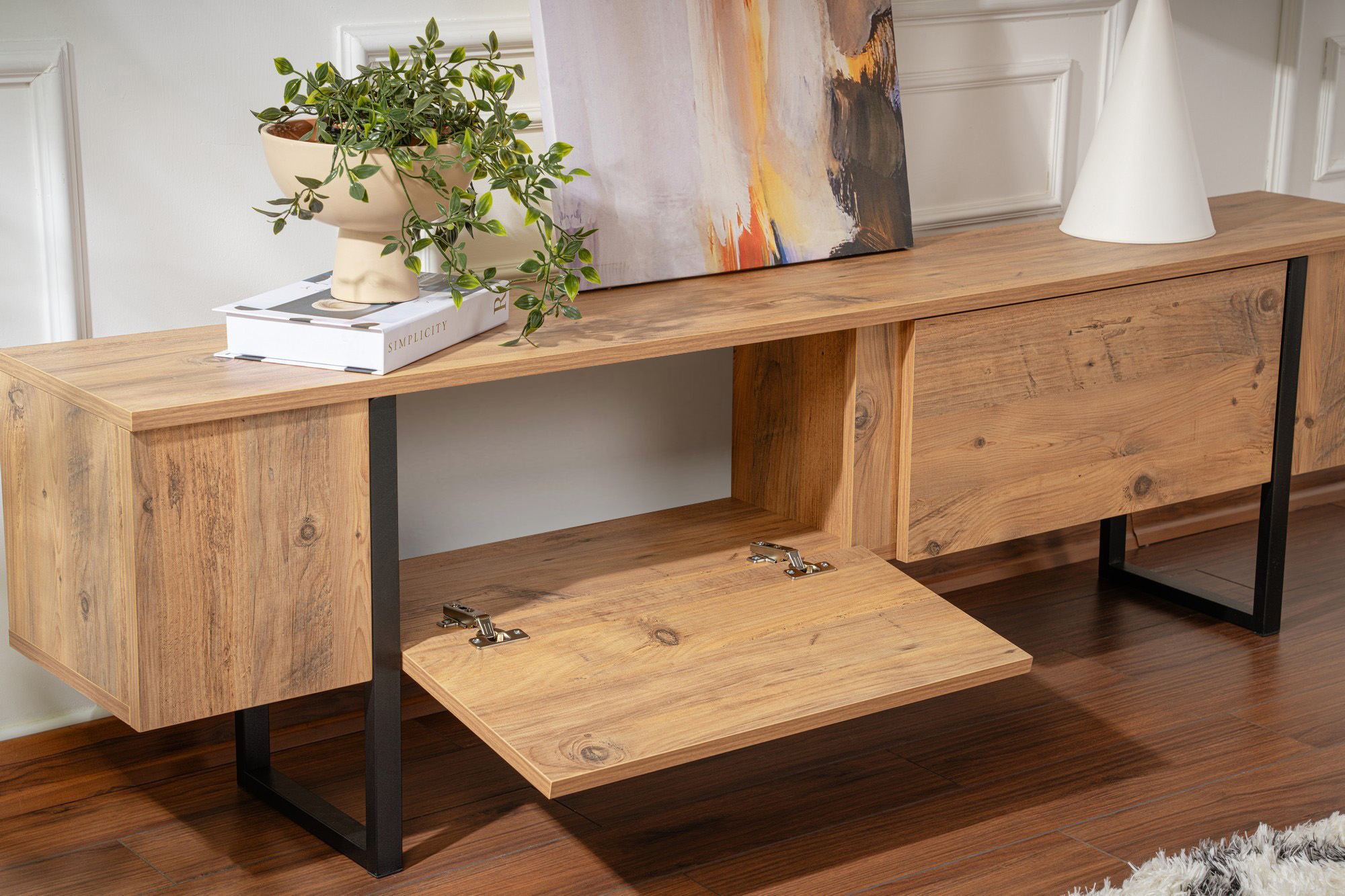 TV skrinka Serenity – Atlantická borovica, čierna