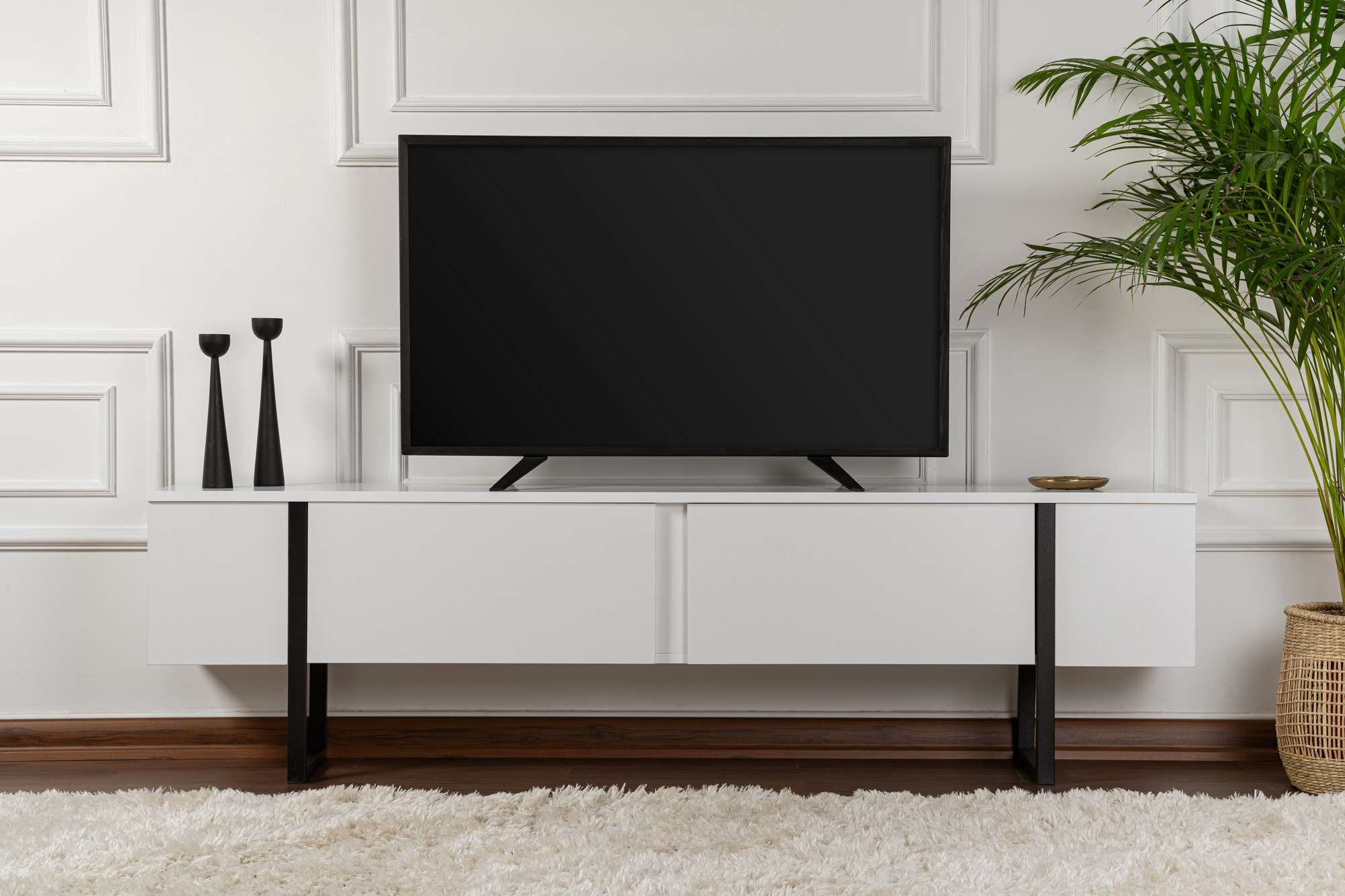TV skrinka Serenity – biela/čierna