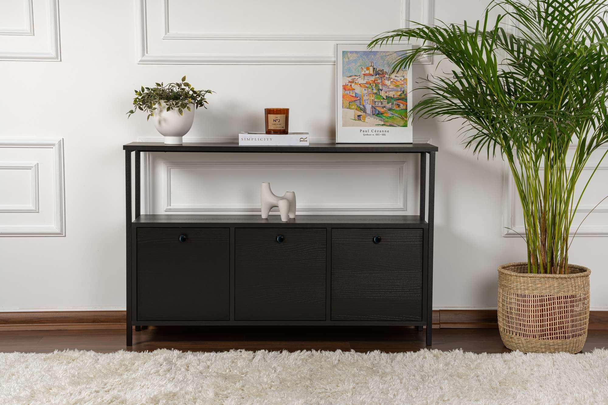 Komoda Solace – drevo čierne, čierna