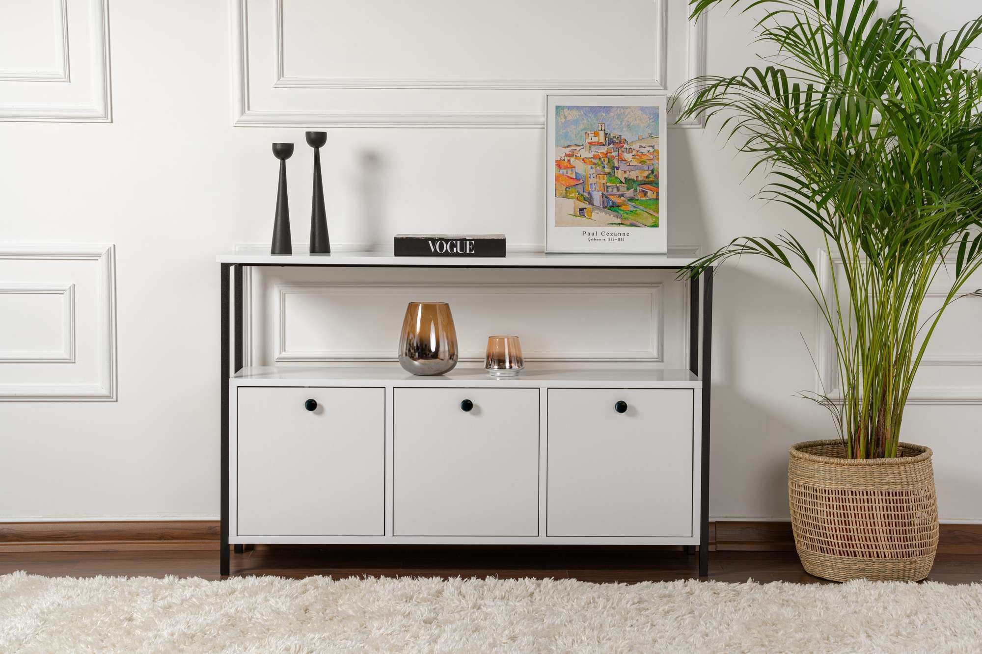 Komoda Solace – biela, čierna