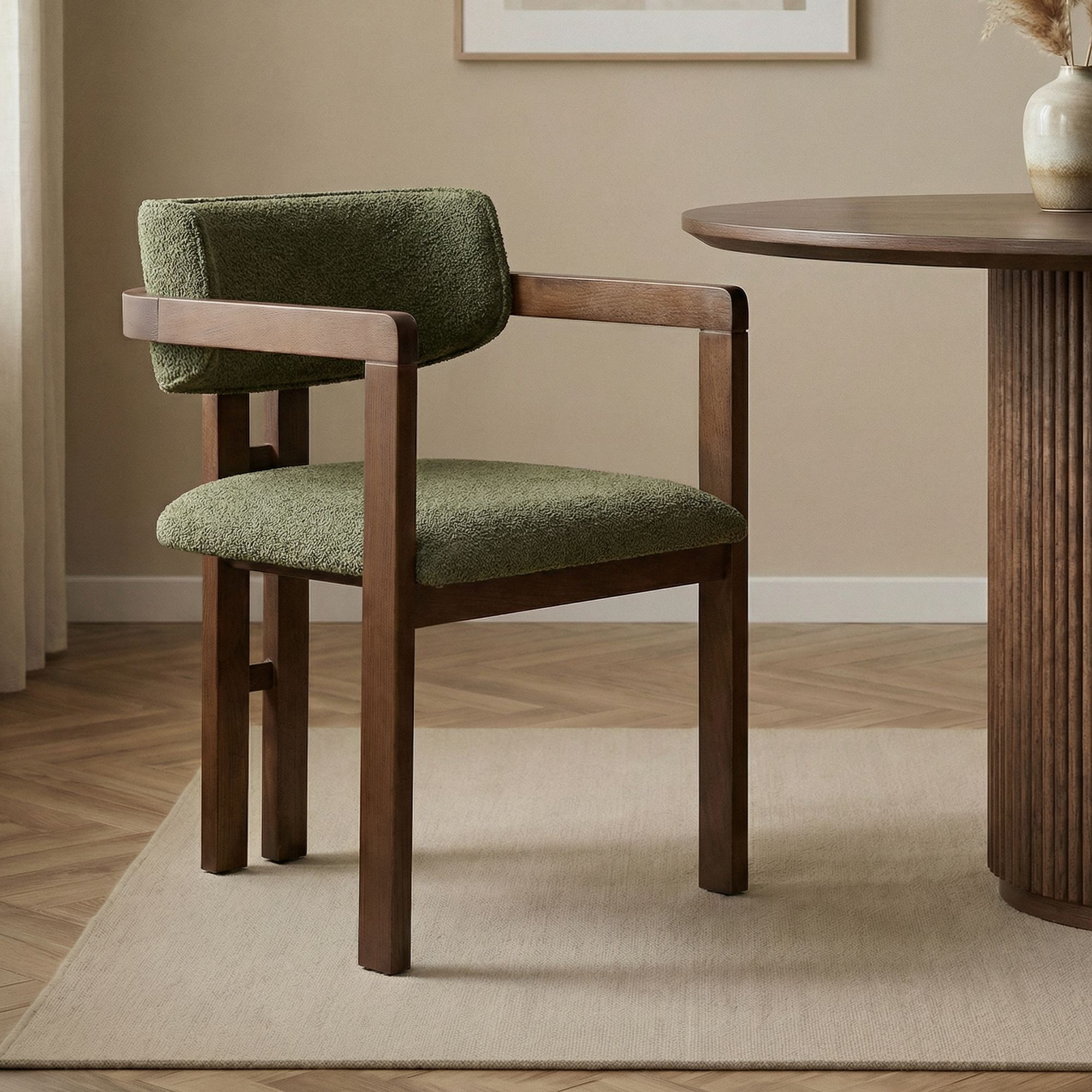 Stolička Toscana – zelená/tmavý orech