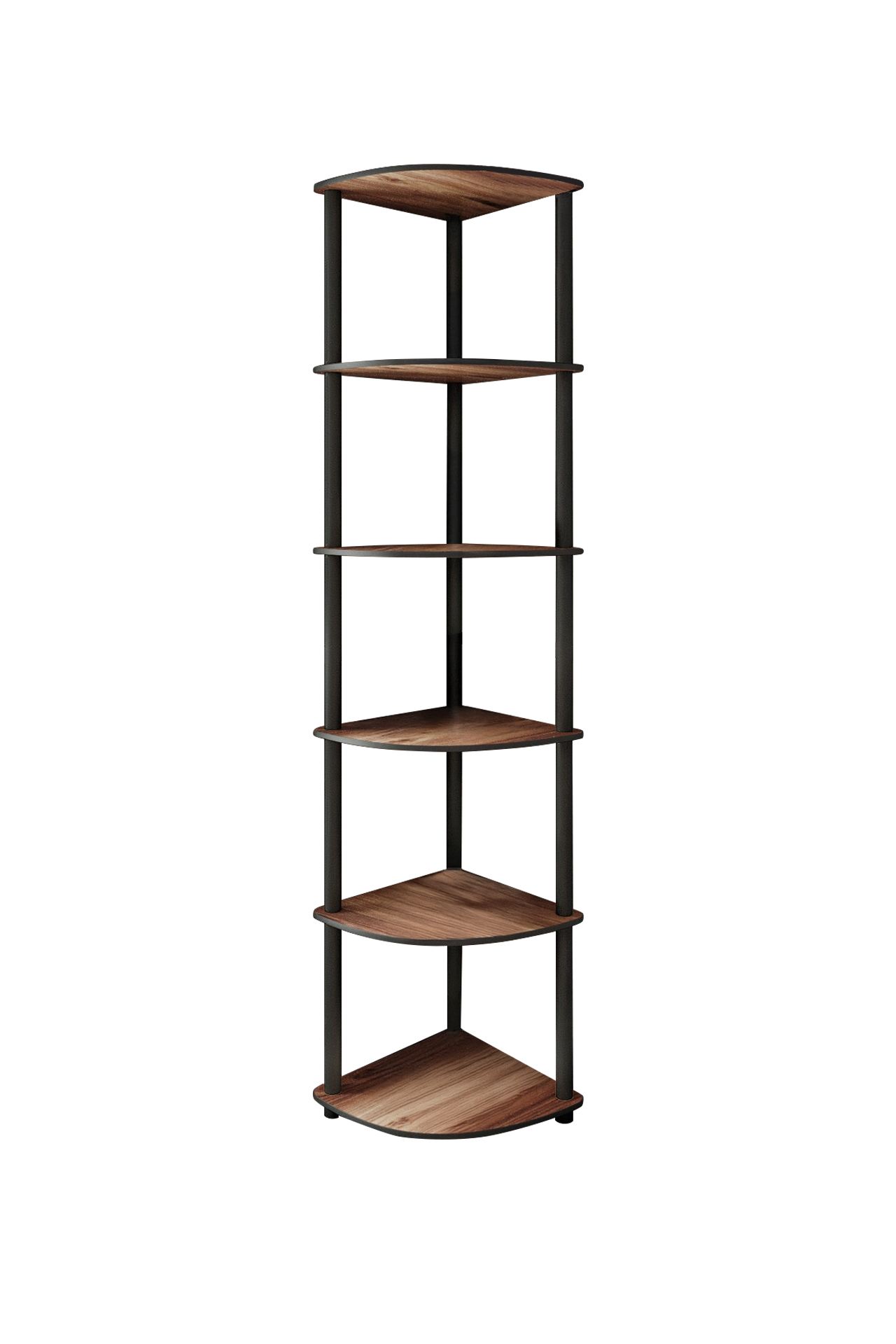 Regál na knihy 6 rohový – orech