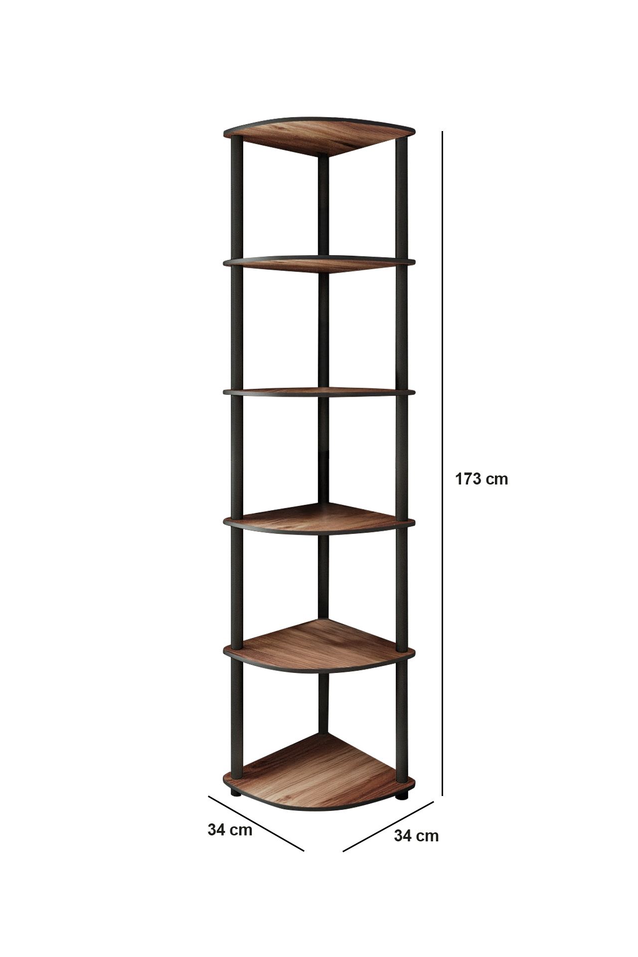 Regál na knihy 6 rohový – orech