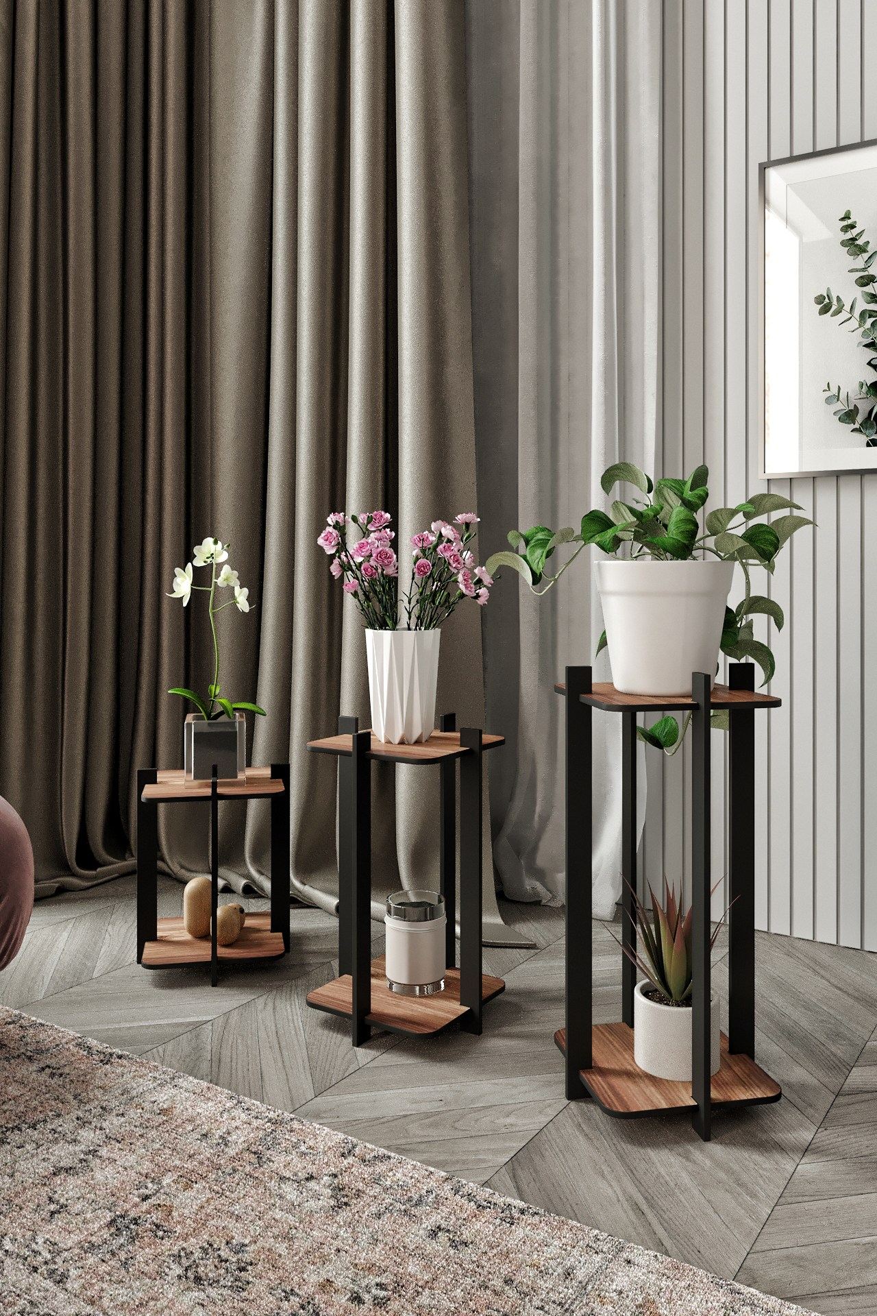 Květináč FLOWER – Ořech / Desk Square ASIRGROUP
