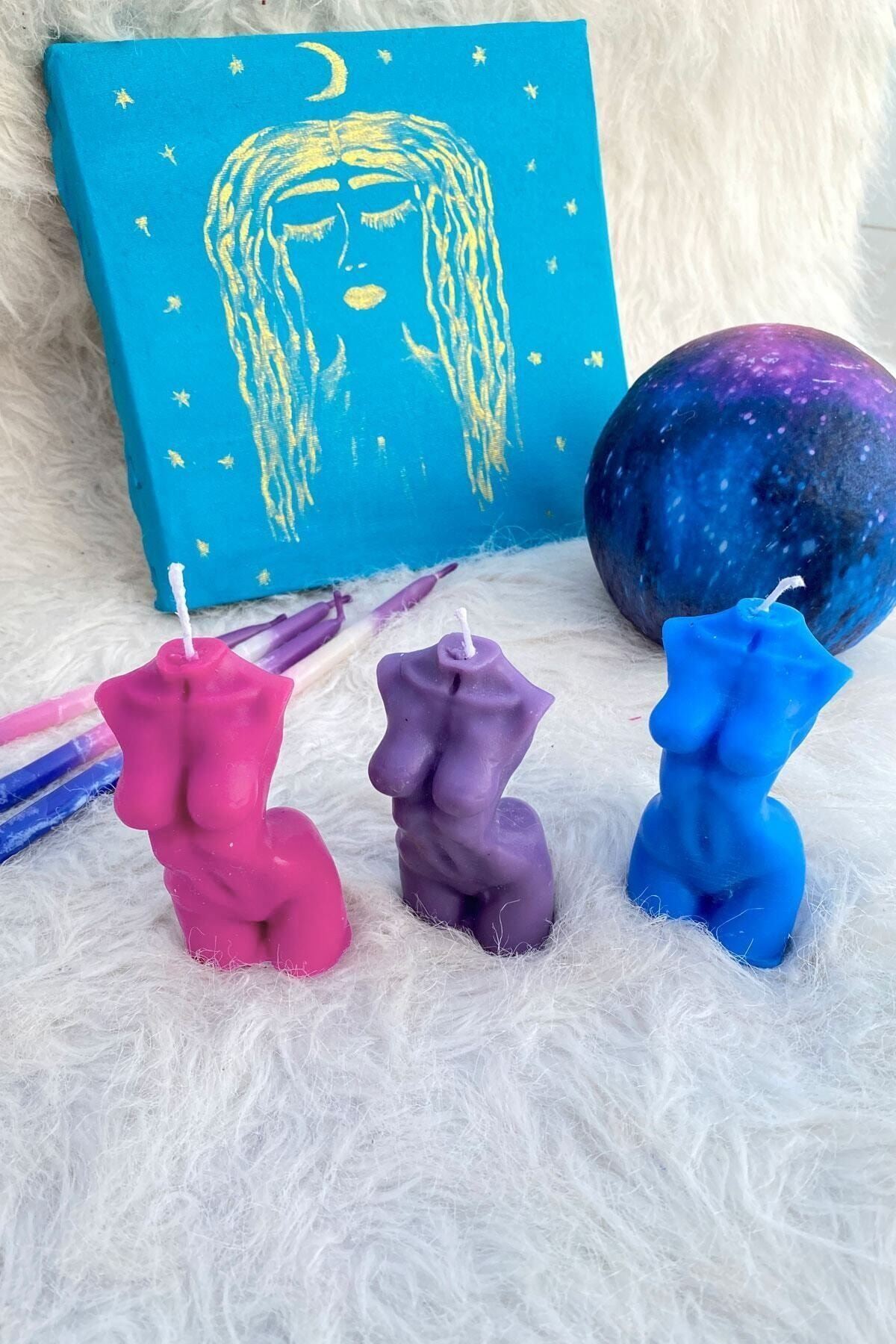 Svíčka VENUS – Set 3 ks / Růžová / Fialová / Modrá ASIRGROUP