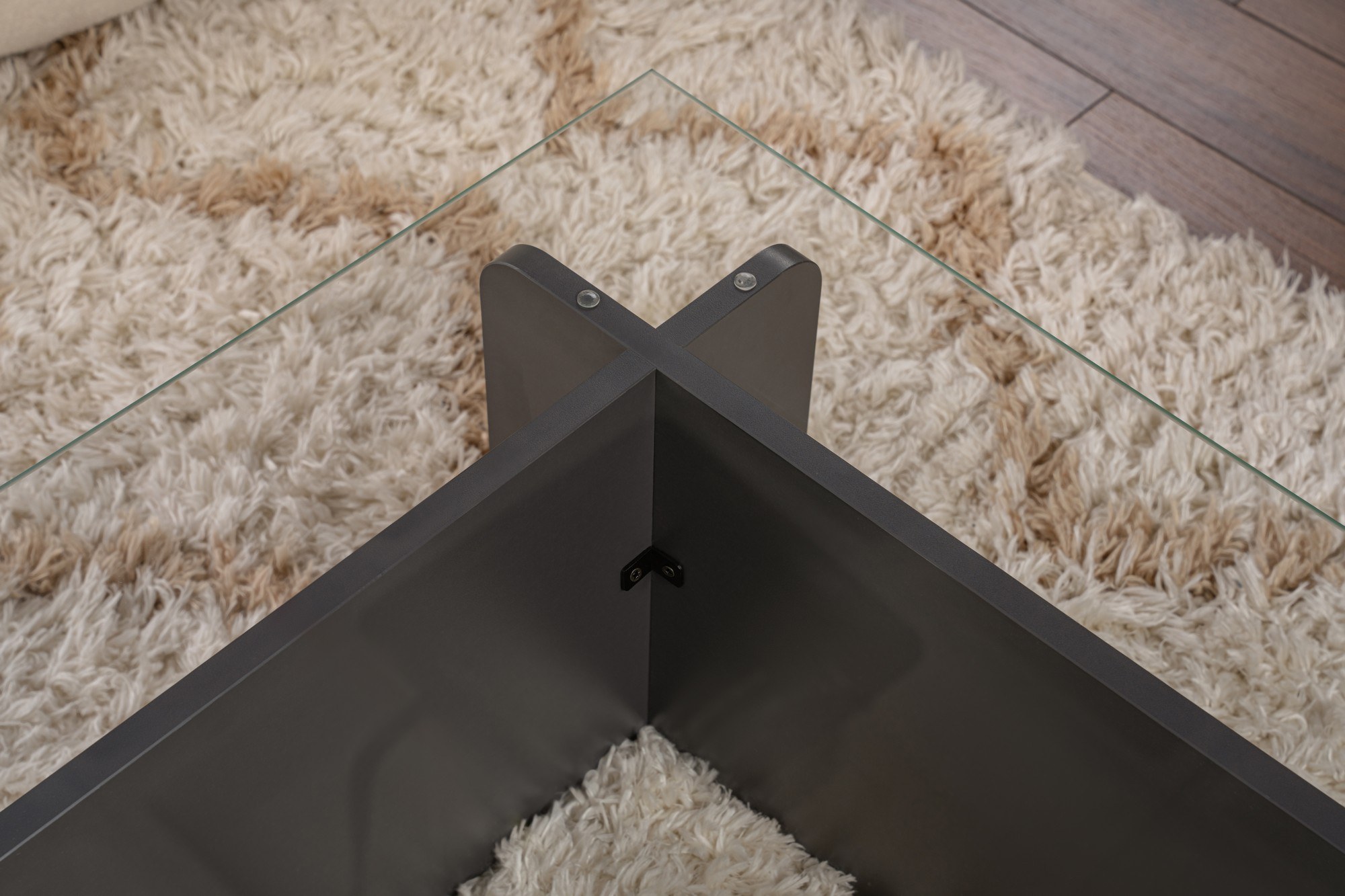 Konferenčný stolík Flavio – Antracit/priehľadná