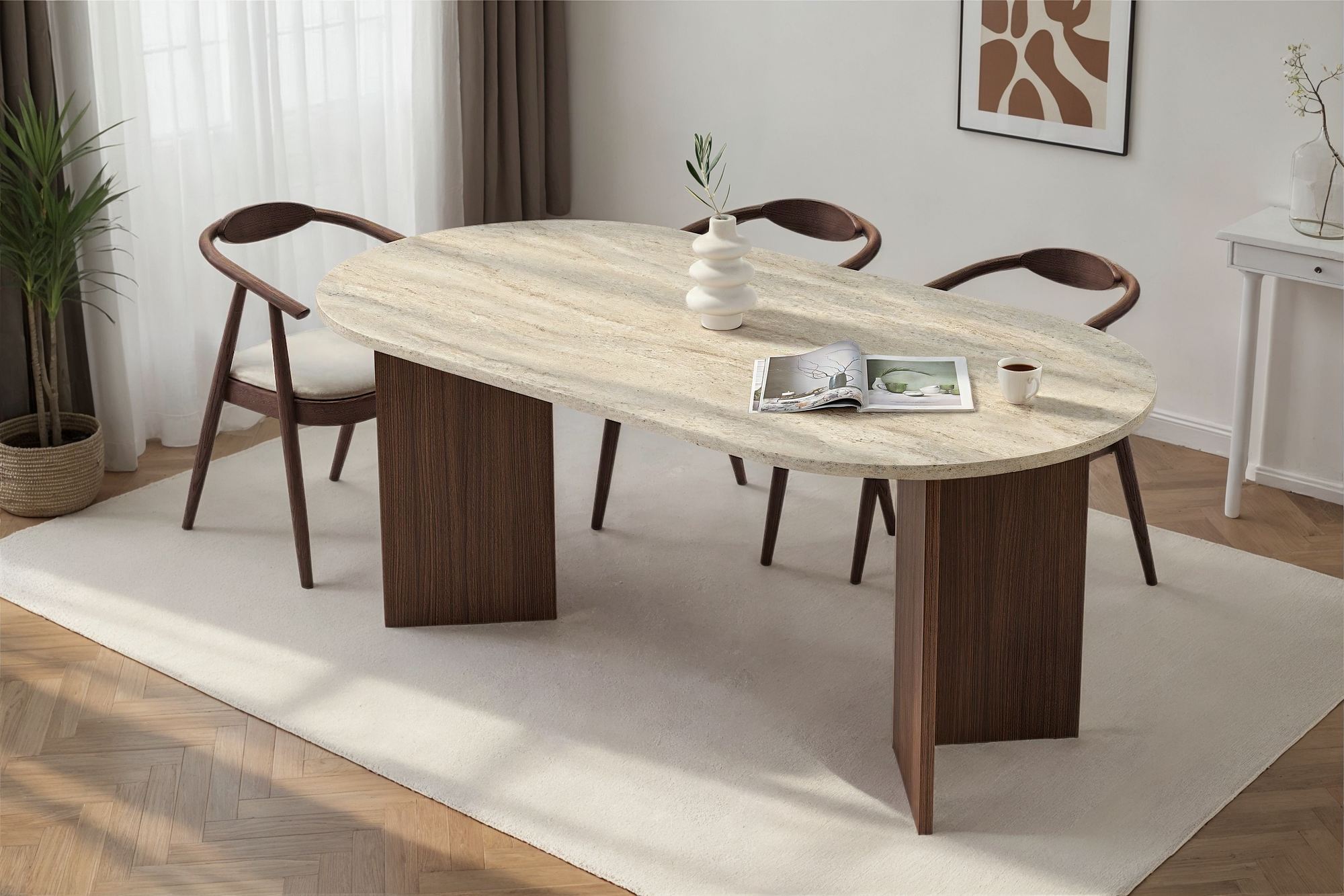 Stôl Sablin – Travertín, milánsky orech