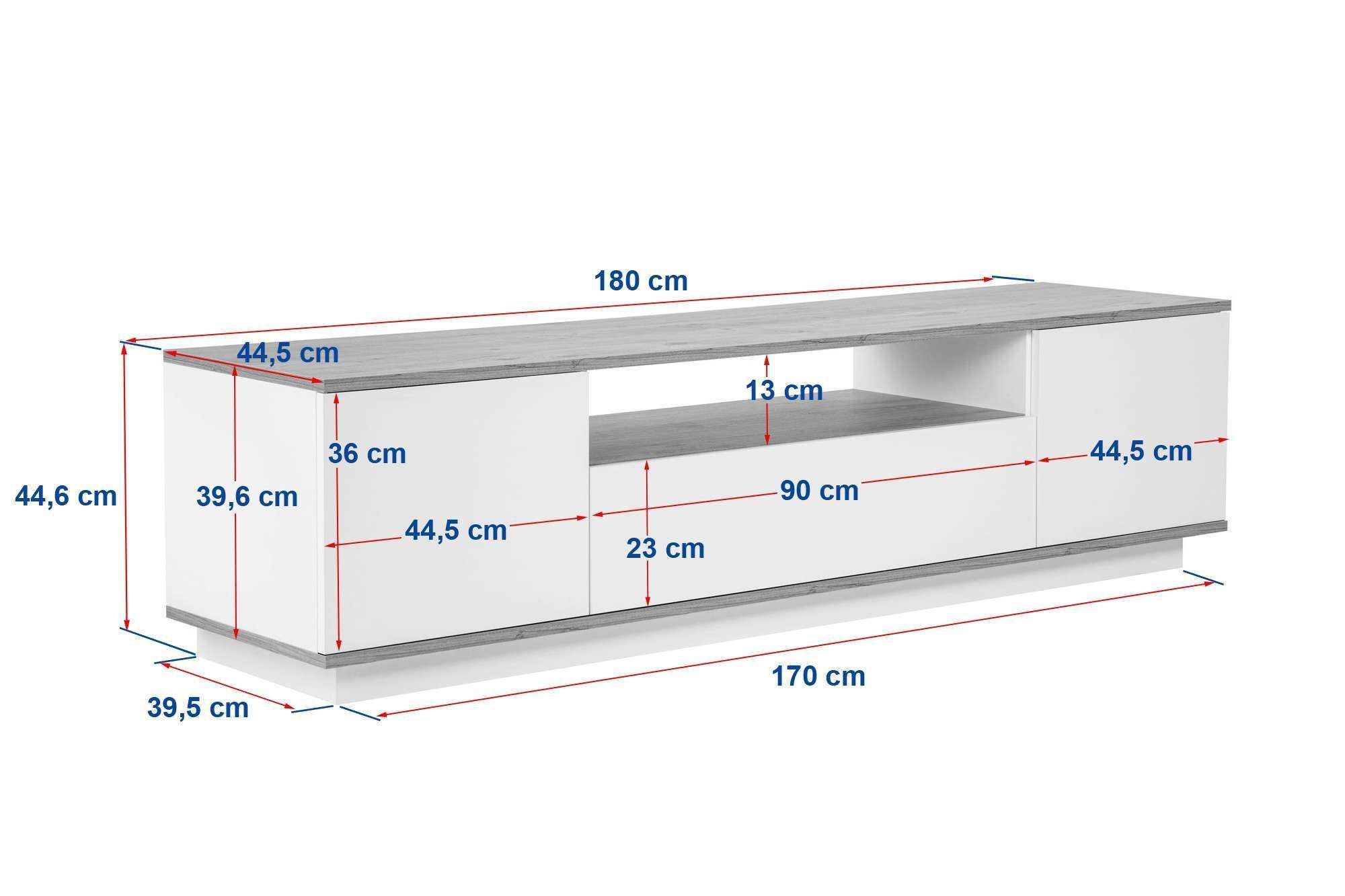 TV skrinka Veramont – Biela/Orech