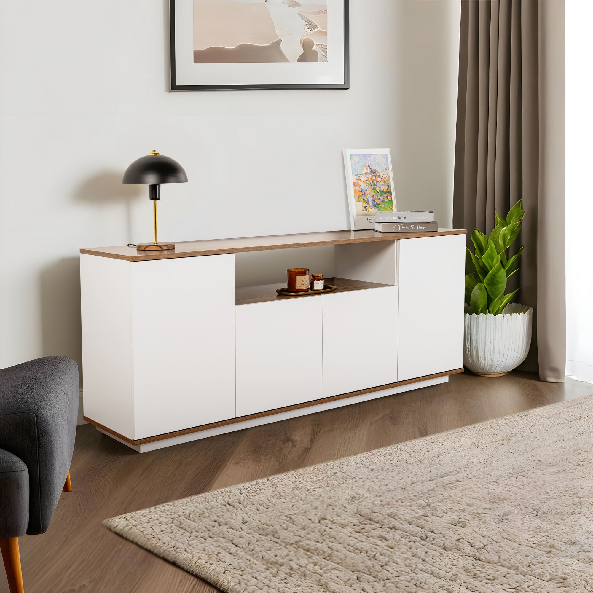 Komoda Arista – biela, orech