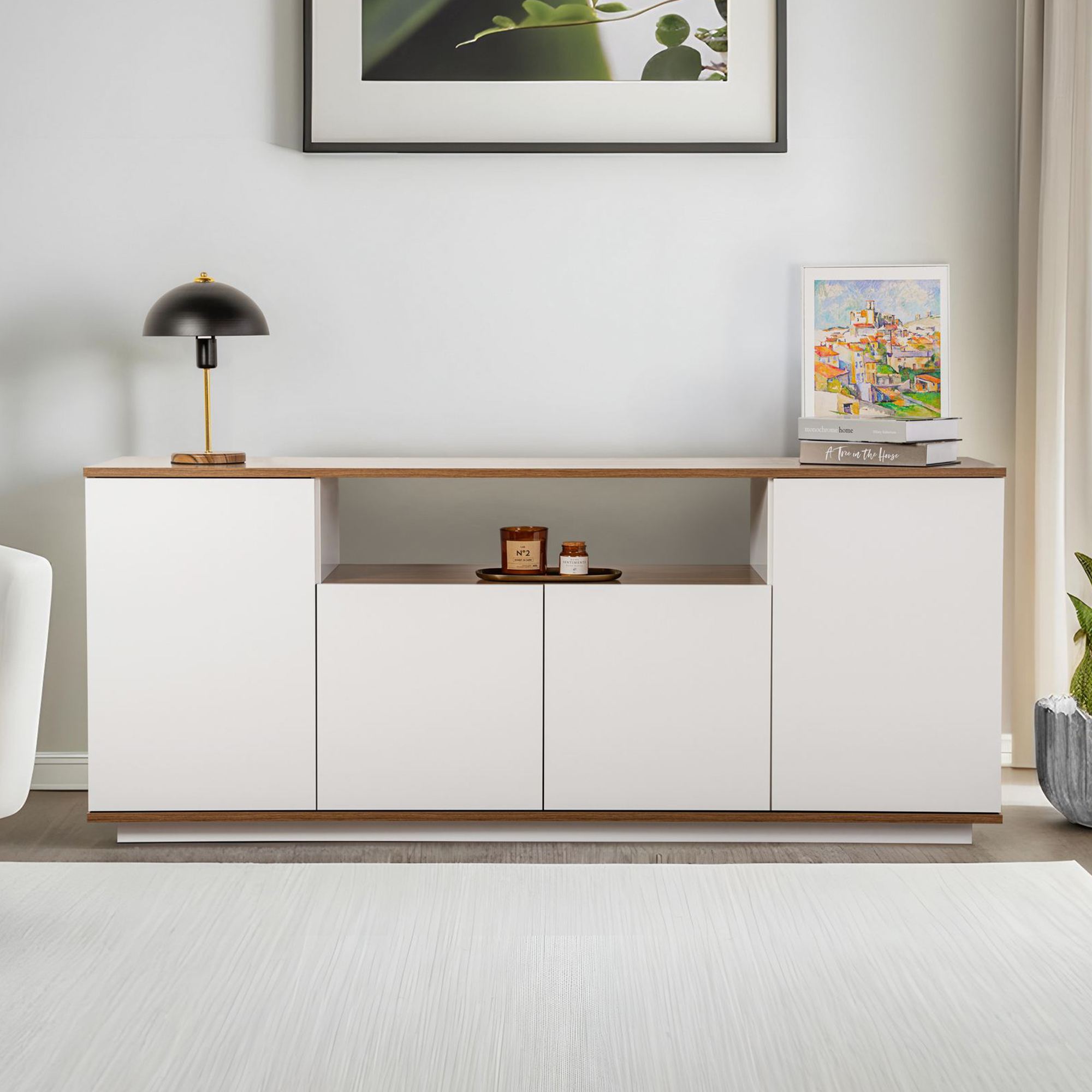 Komoda Arista – biela, orech