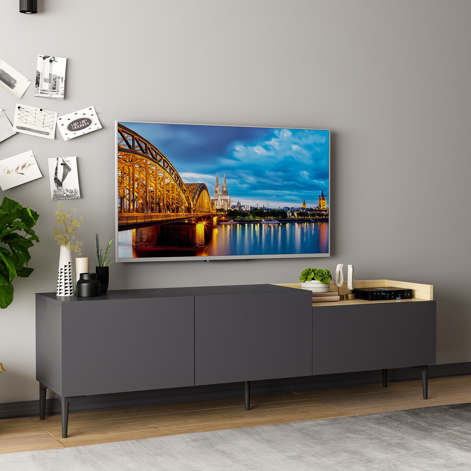 TV skrinka Mia – Antracitová
