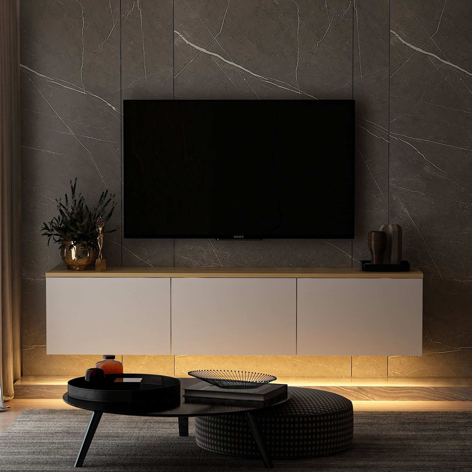 TV skrinka Neón – biela v2