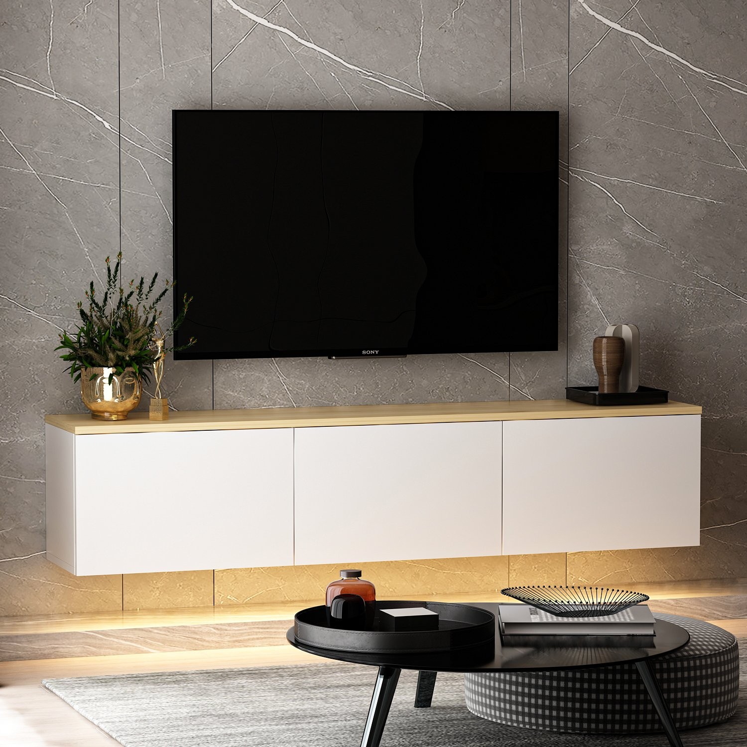 TV stolek NEON White v2 ASIRGROUP (foto 3)