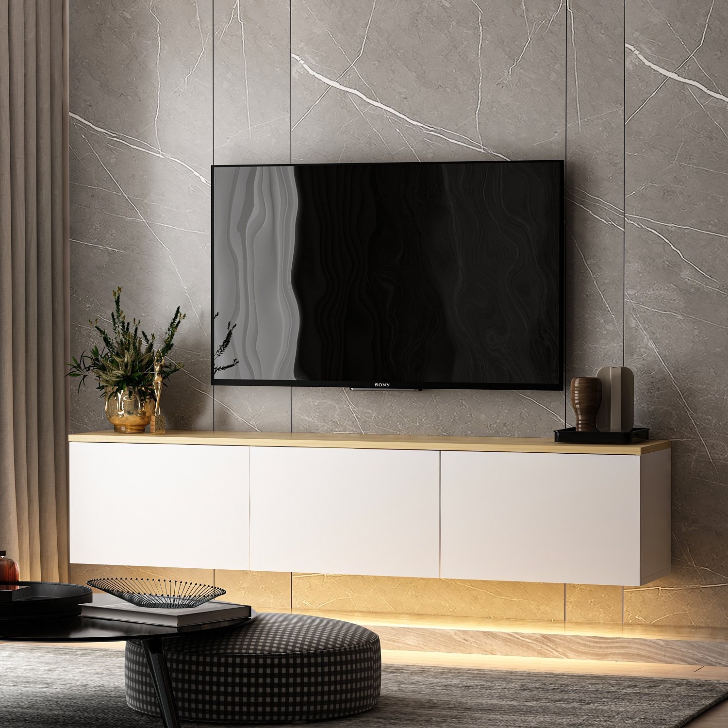 TV skrinka Neón – biela v2
