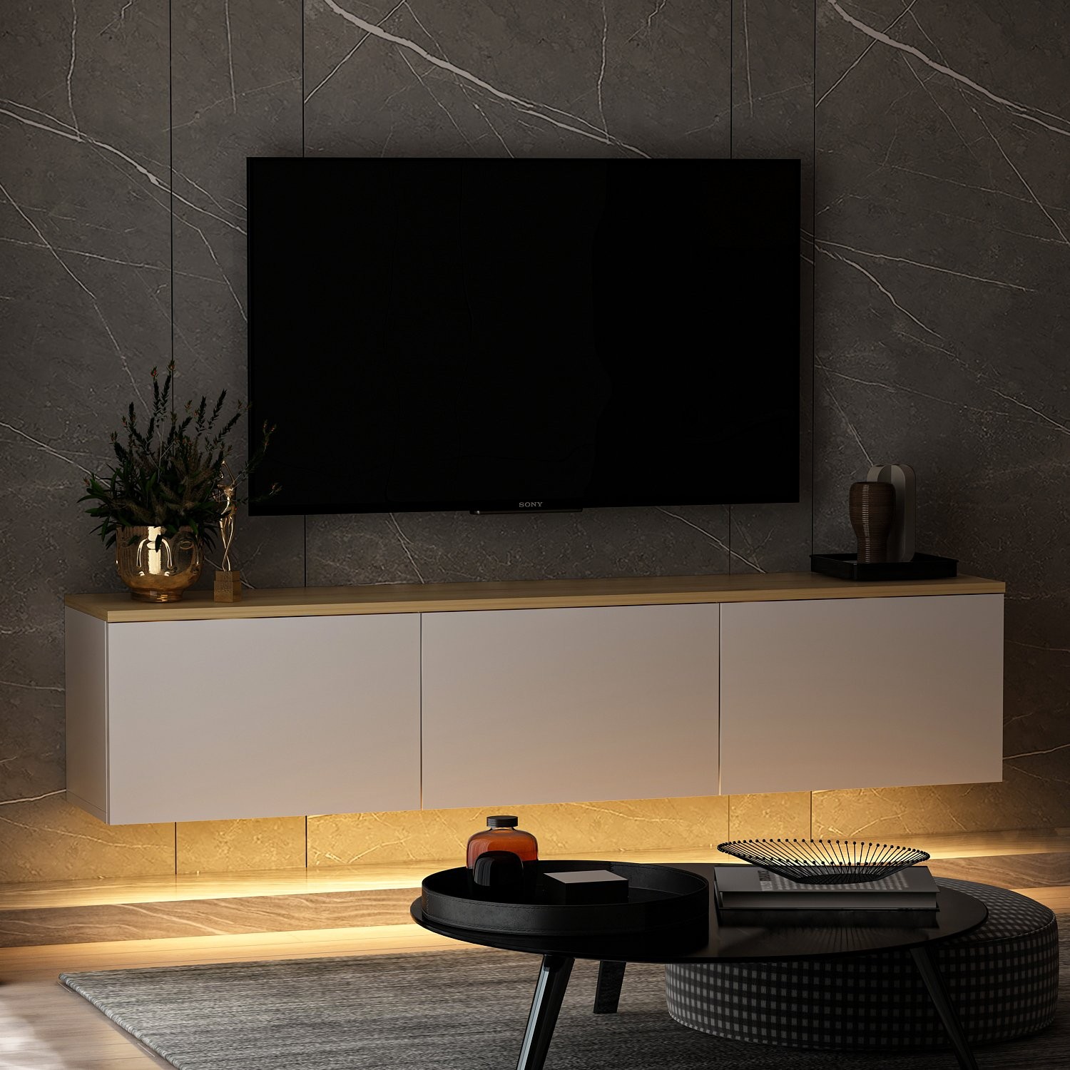 TV skrinka Neón – biela v2