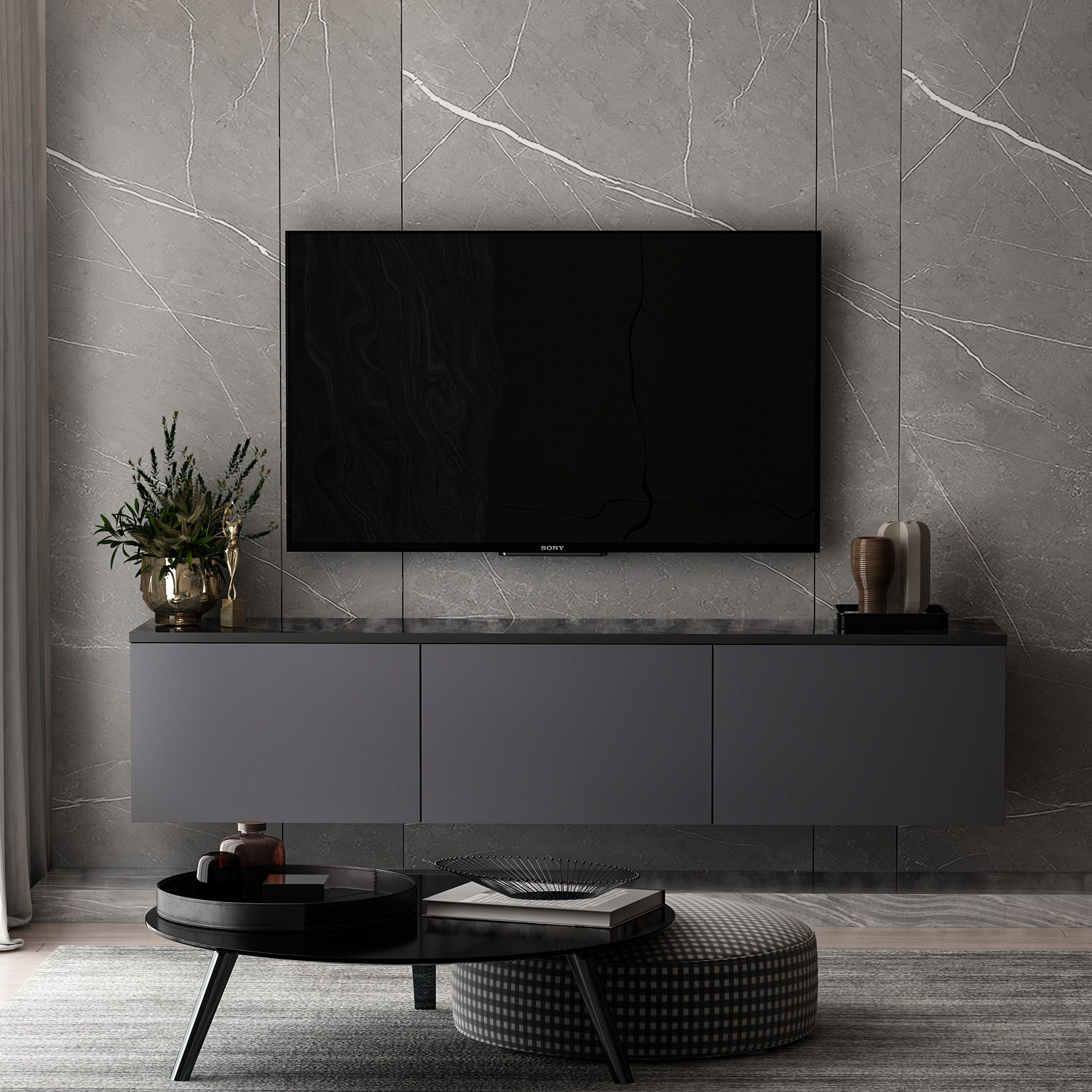TV skrinka Neón – Antracitová