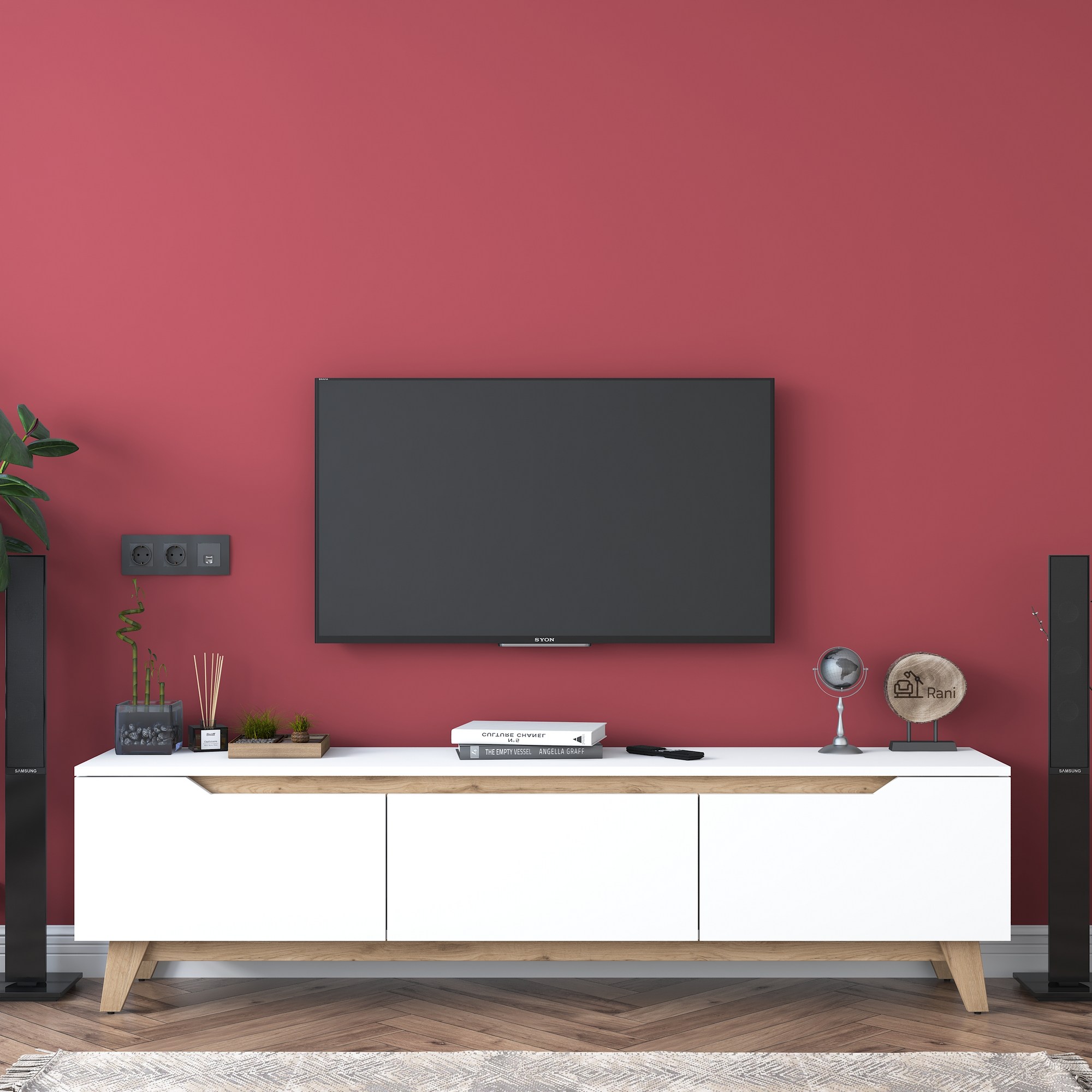 TV skrinka D1 - 2472, dub/biela