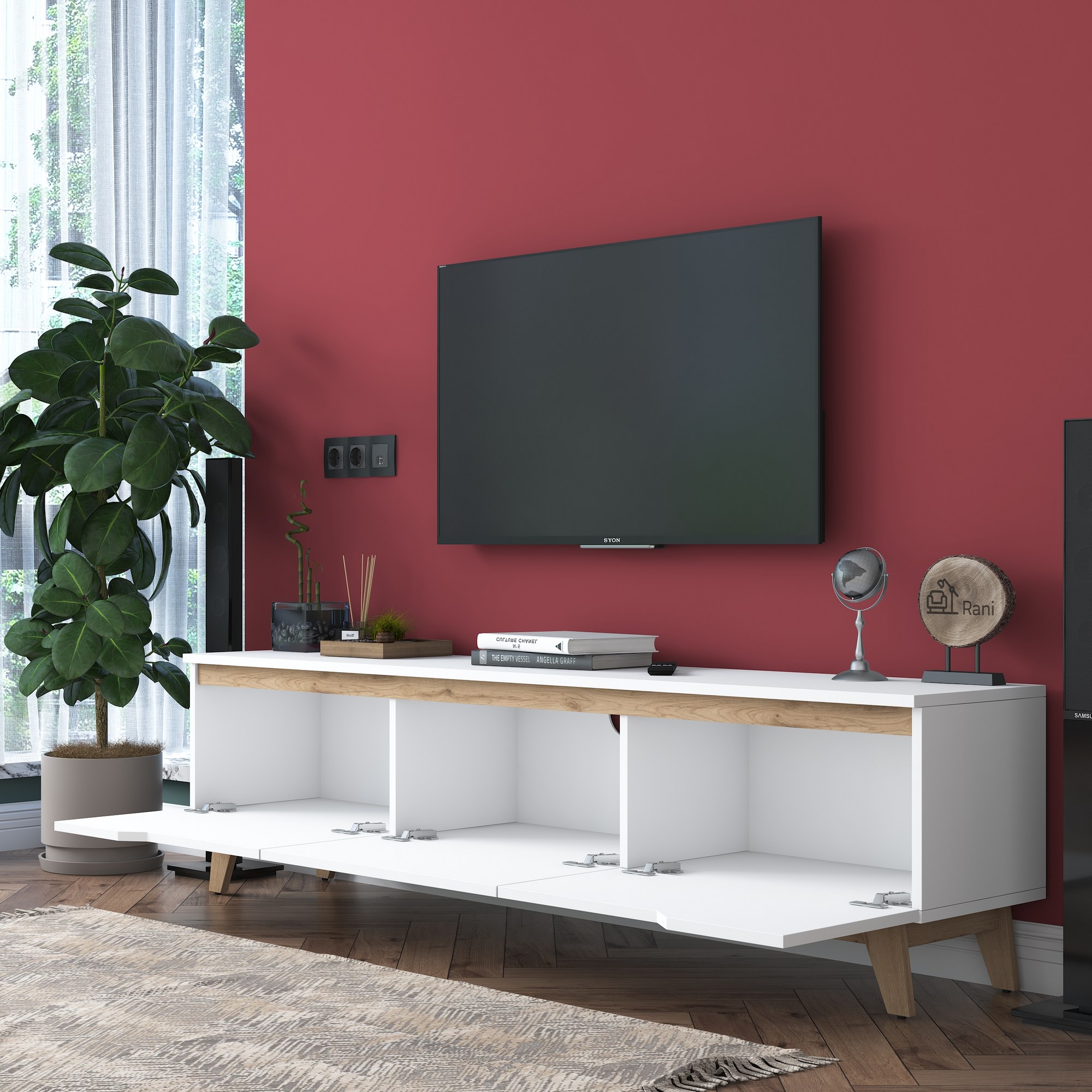 TV skrinka D1 - 2472, dub/biela