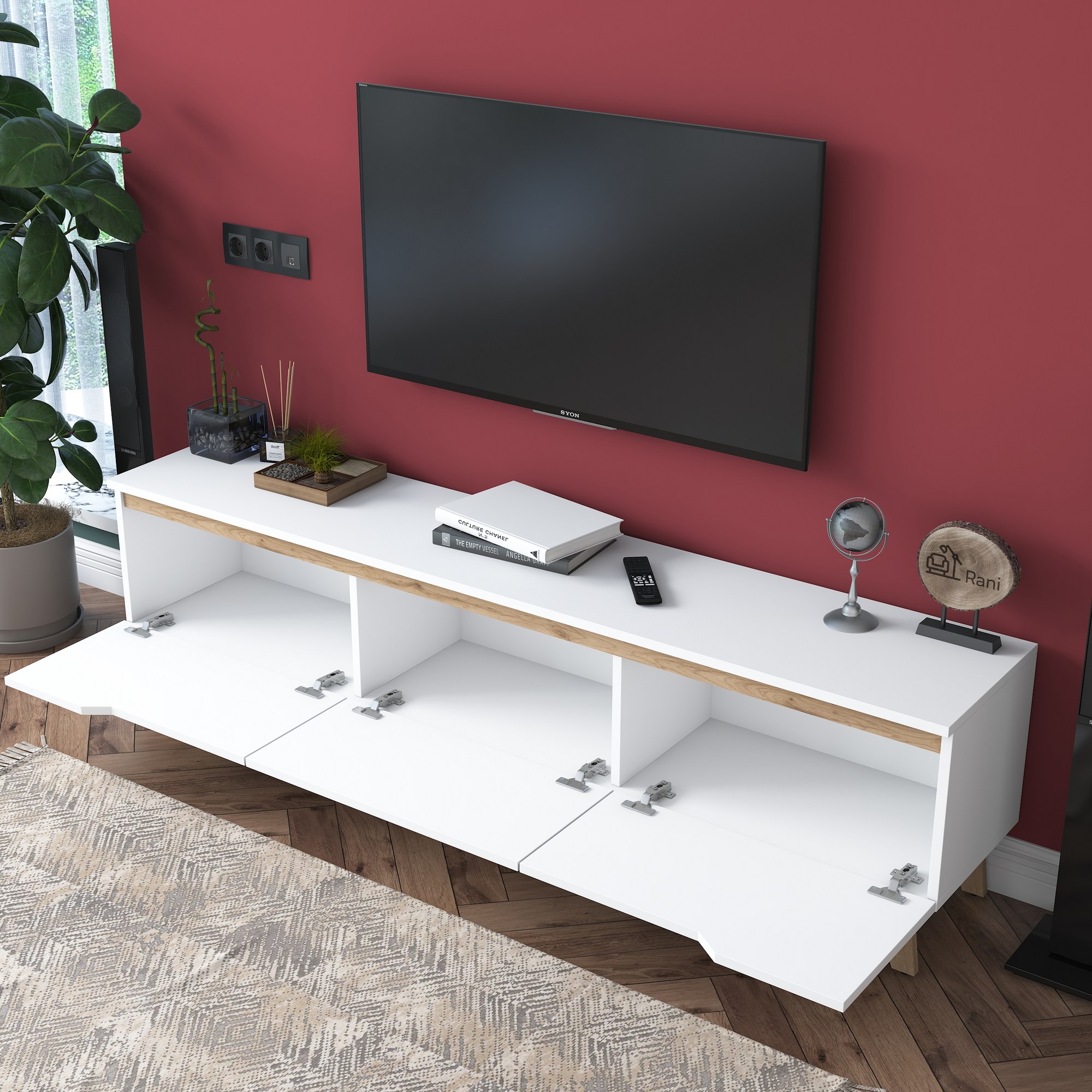 TV skrinka D1 - 2472, dub/biela