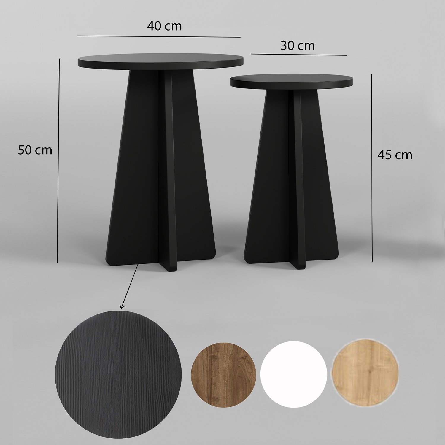 Súprava stolíkov Mushroom 2 – čierna