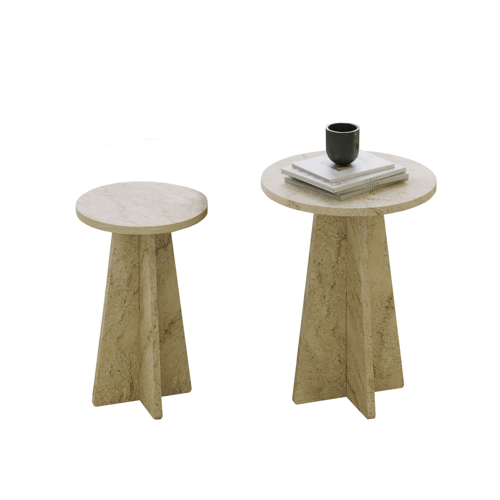 Súprava stolíkov Mushroom 2- travertín