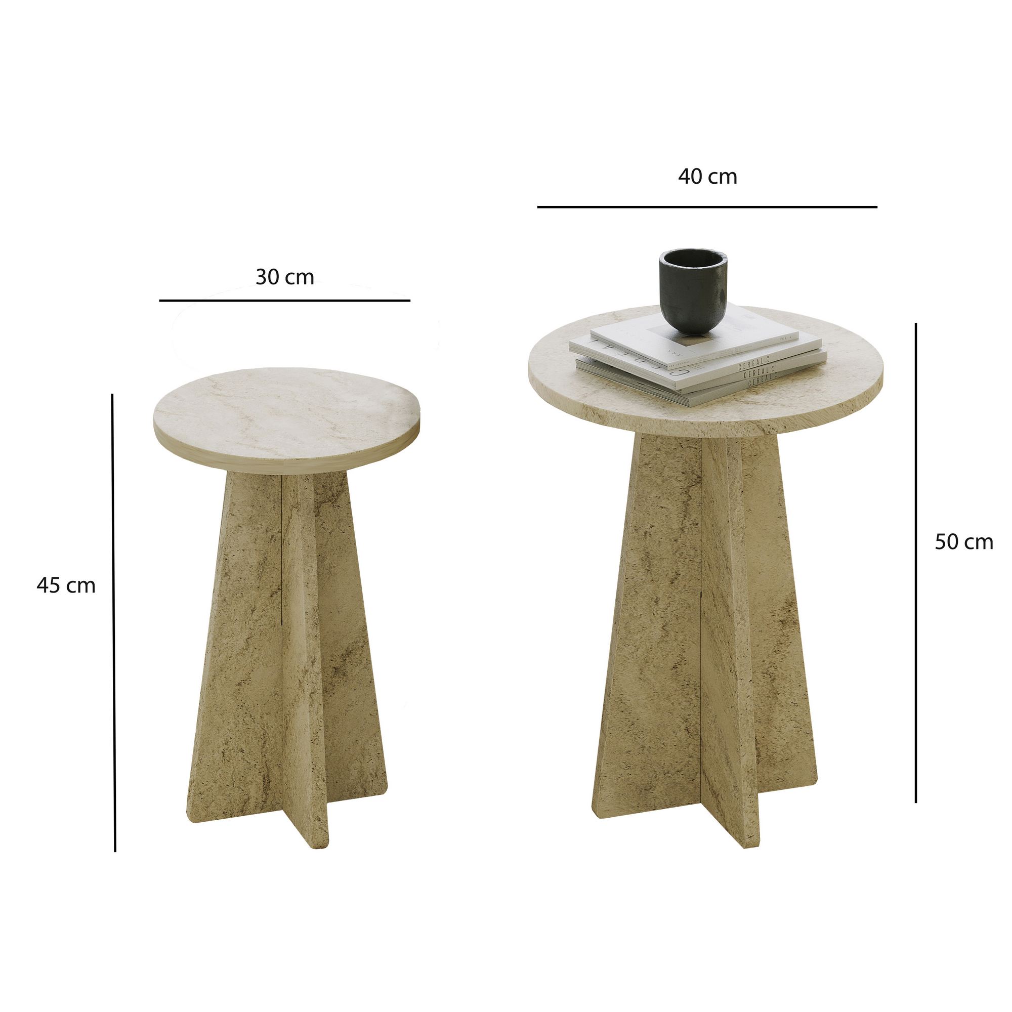 Súprava stolíkov Mushroom 2- travertín