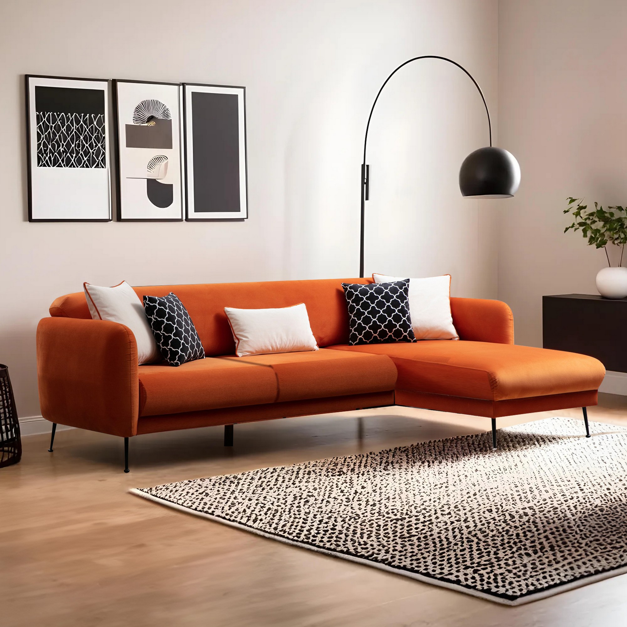 Rohová sedačka Sevilla, pravý roh (L3 + Chl), oranžová