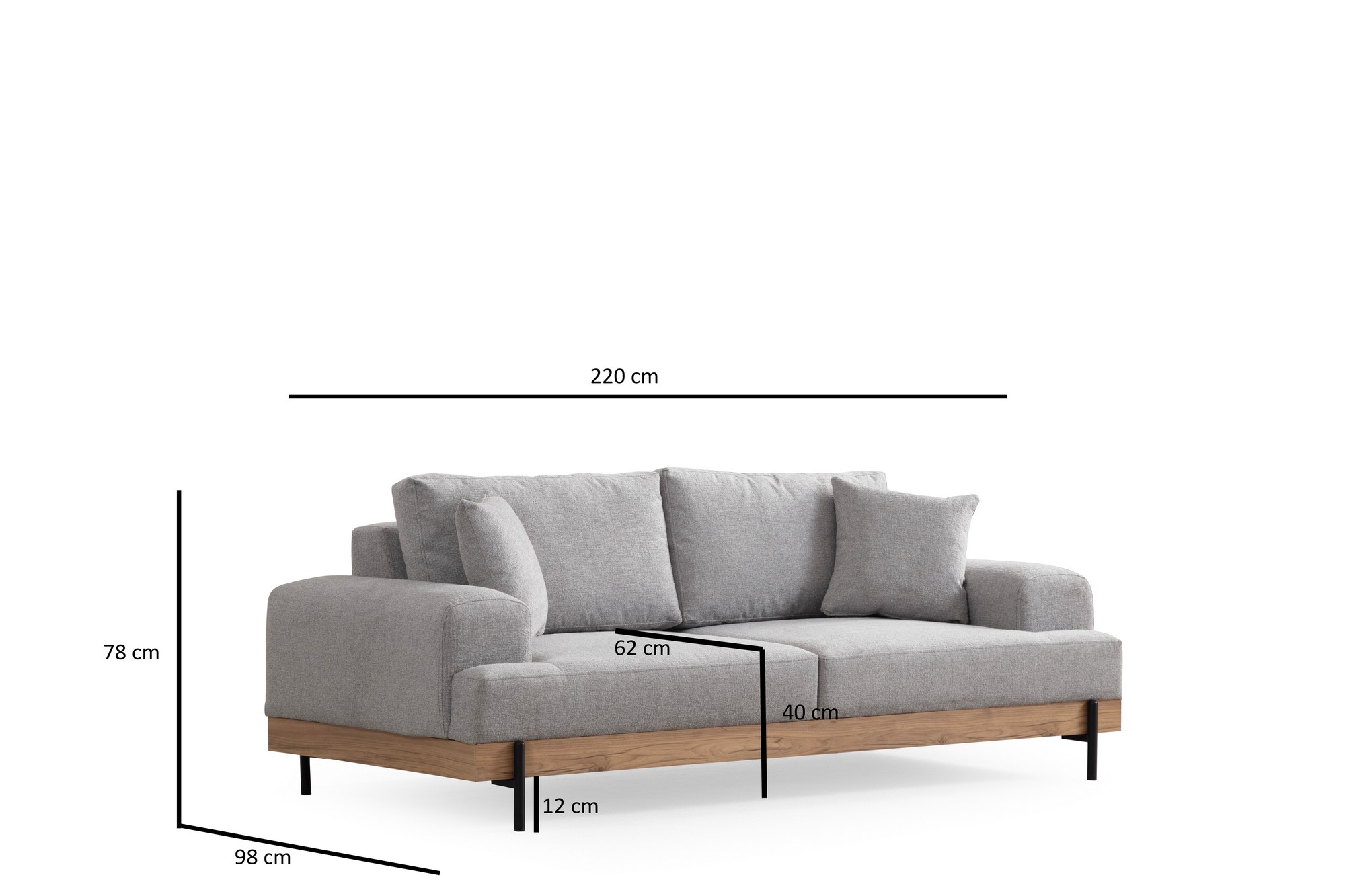 Pohovka trojmístná ETI Oak 3 Seater -Grey ASIRGROUP (foto 11)