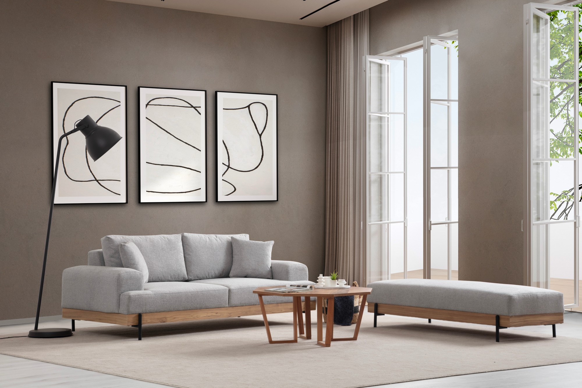 Pohovka trojmístná ETI Oak 3 Seater -Grey ASIRGROUP (foto 3)