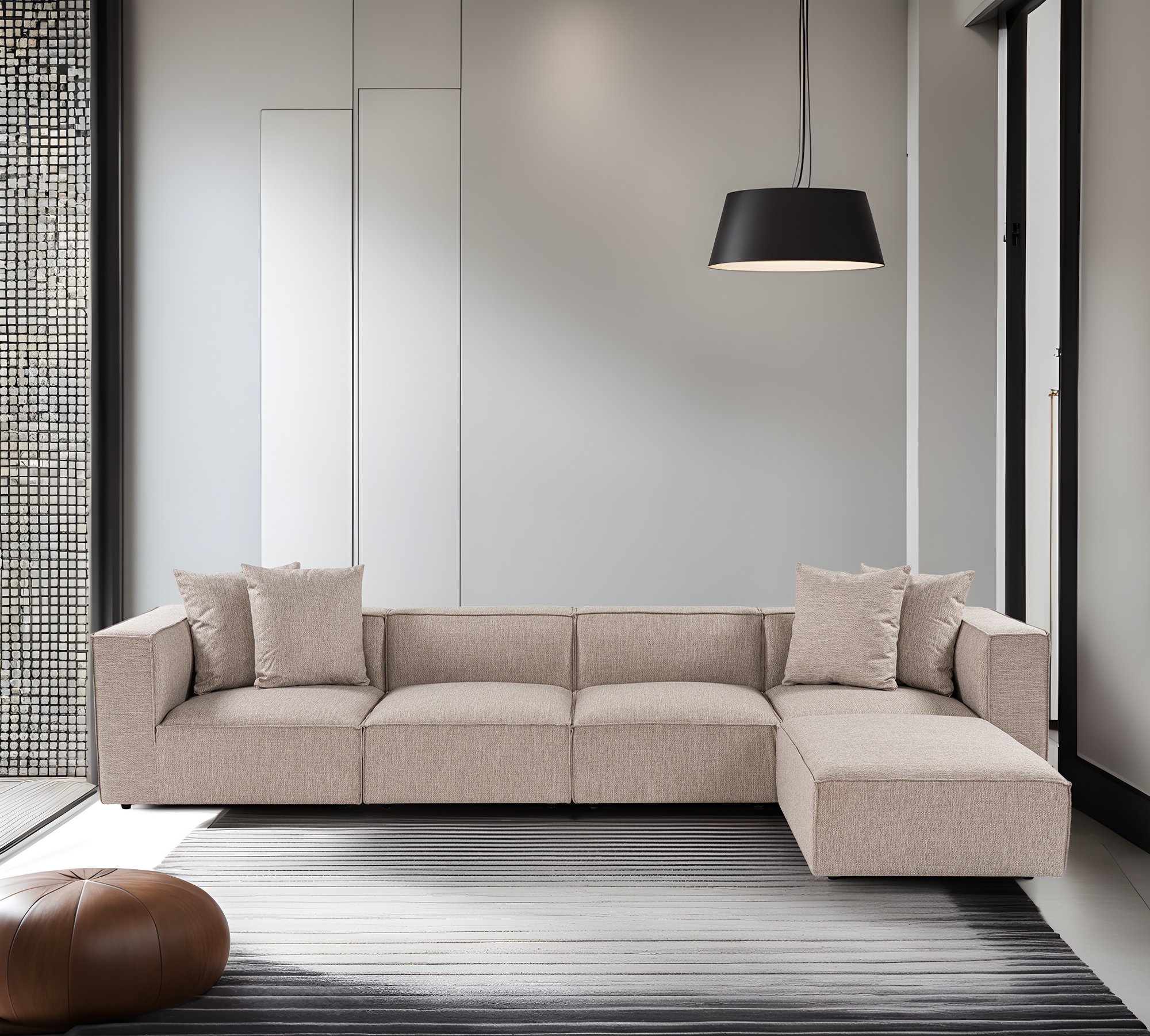 Rohová pohovka SORA (L1-O1-O1-1R-POUFFE ) ASIRGROUP (foto 921)