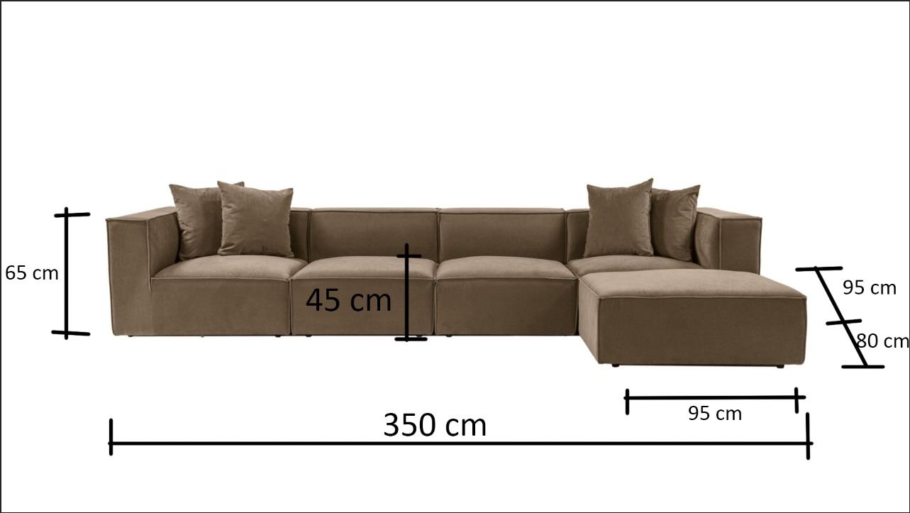 Rohová sedačka Sora (L1-O1-O1-1R-PUF) – hnedá
