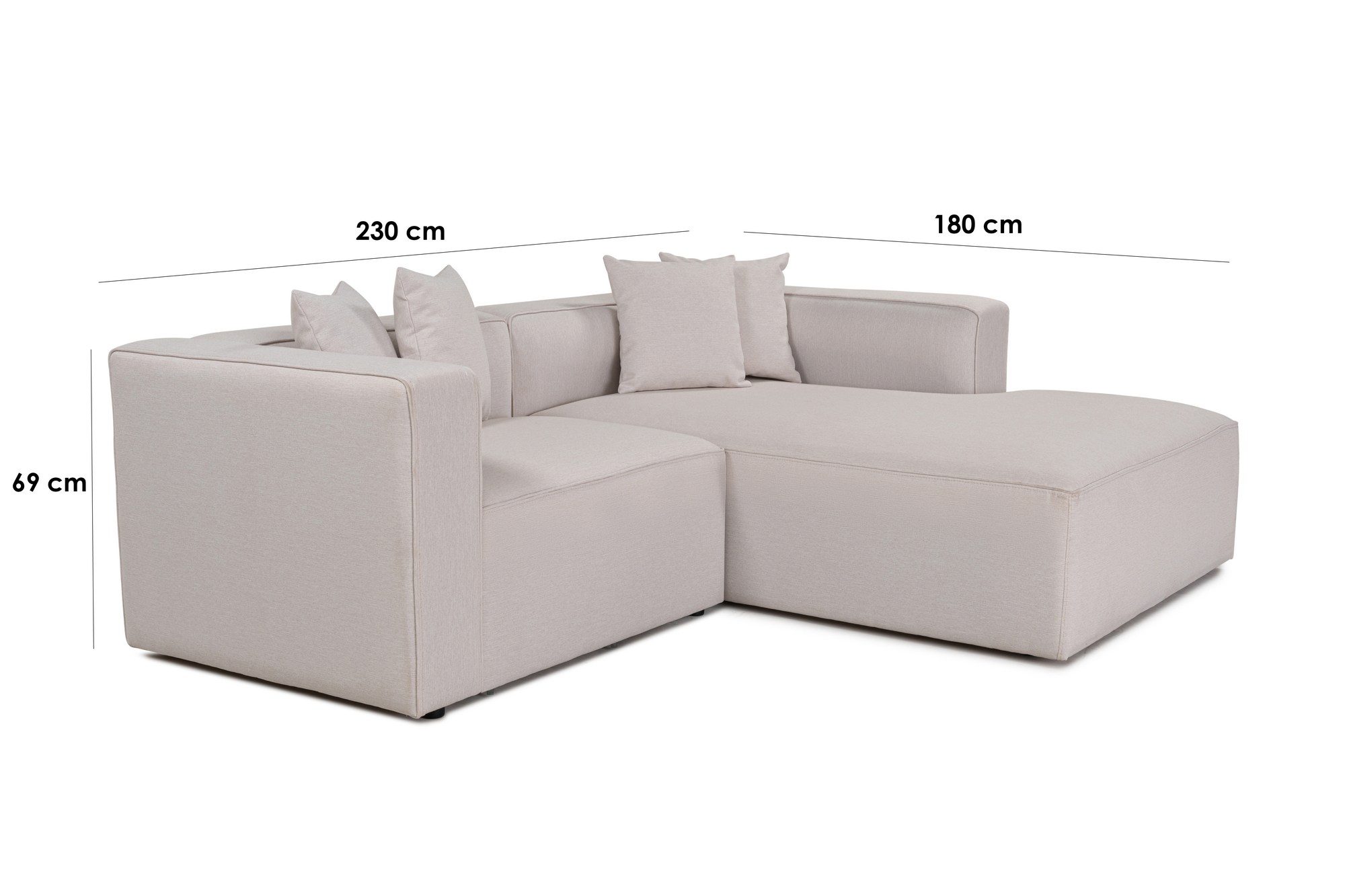 Rohová sedačka Mora XL, ľavý roh (CHLLeft -1R) – krémová