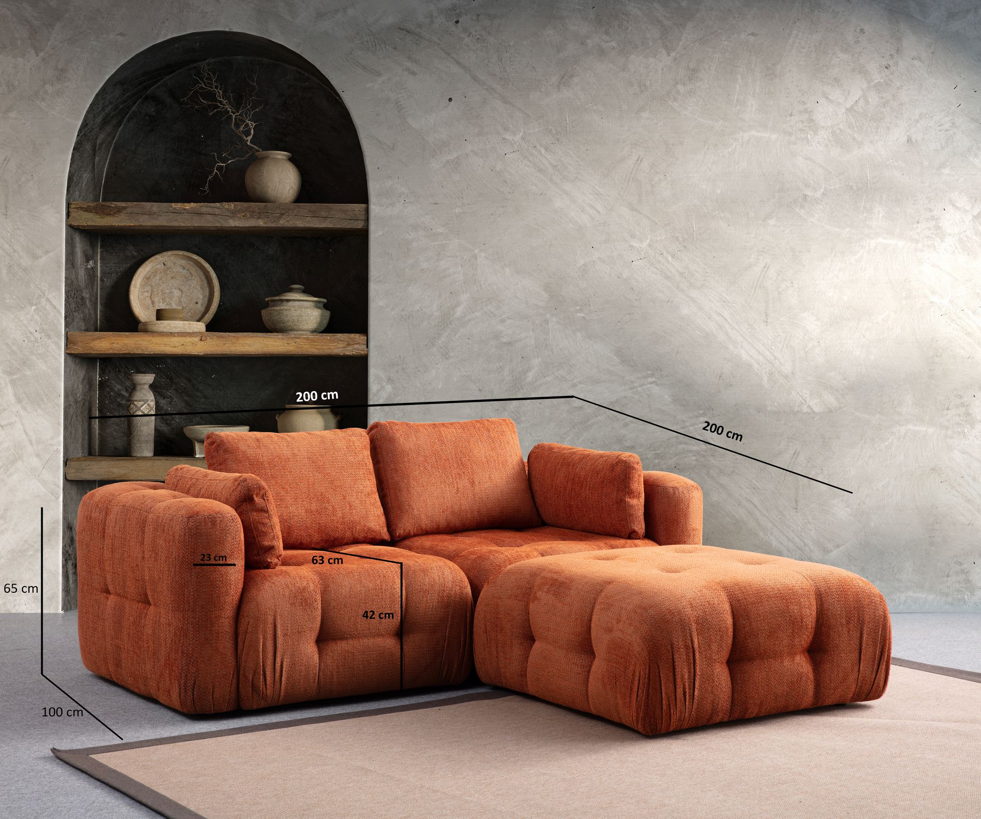 Rohová pohovka AMARIS 2 Seater With Pouffe ASIRGROUP (foto 10)