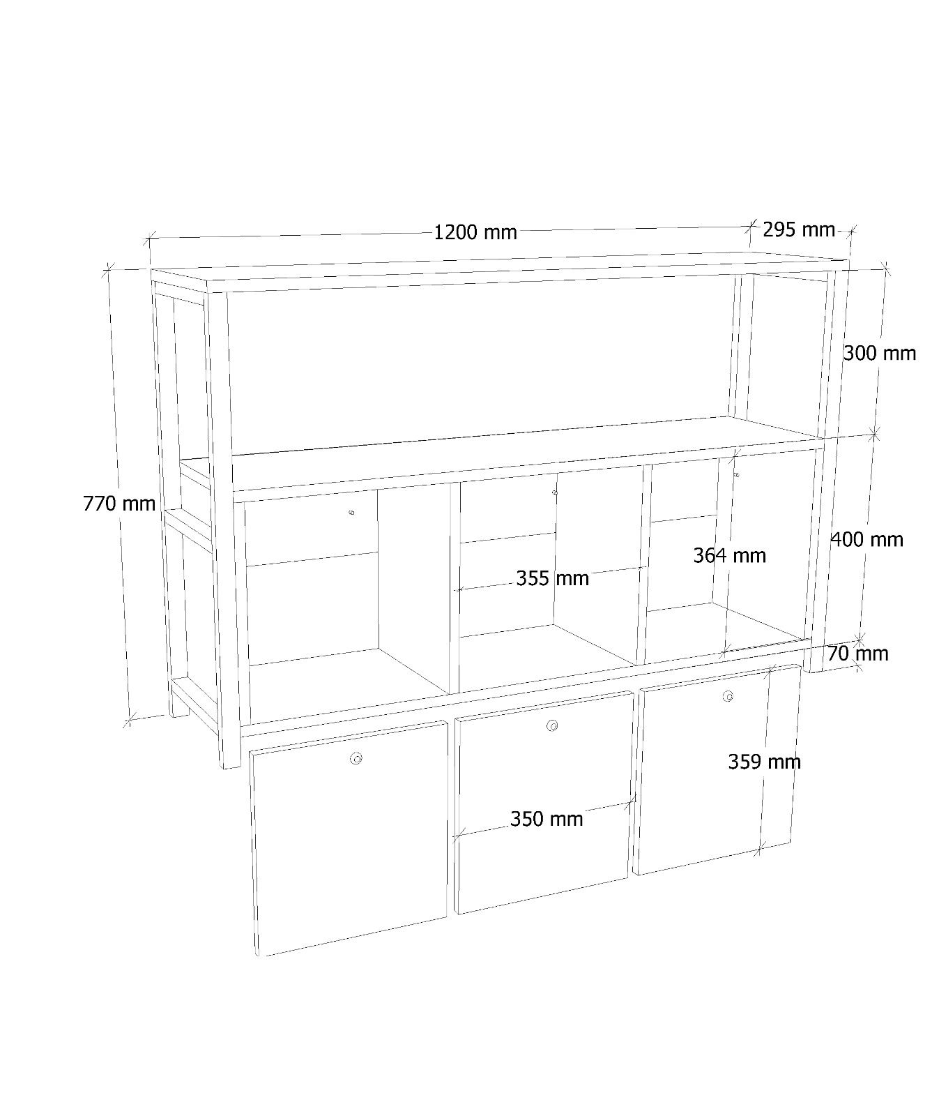 Komoda Nero v2 – Atlantická borovica, čierna