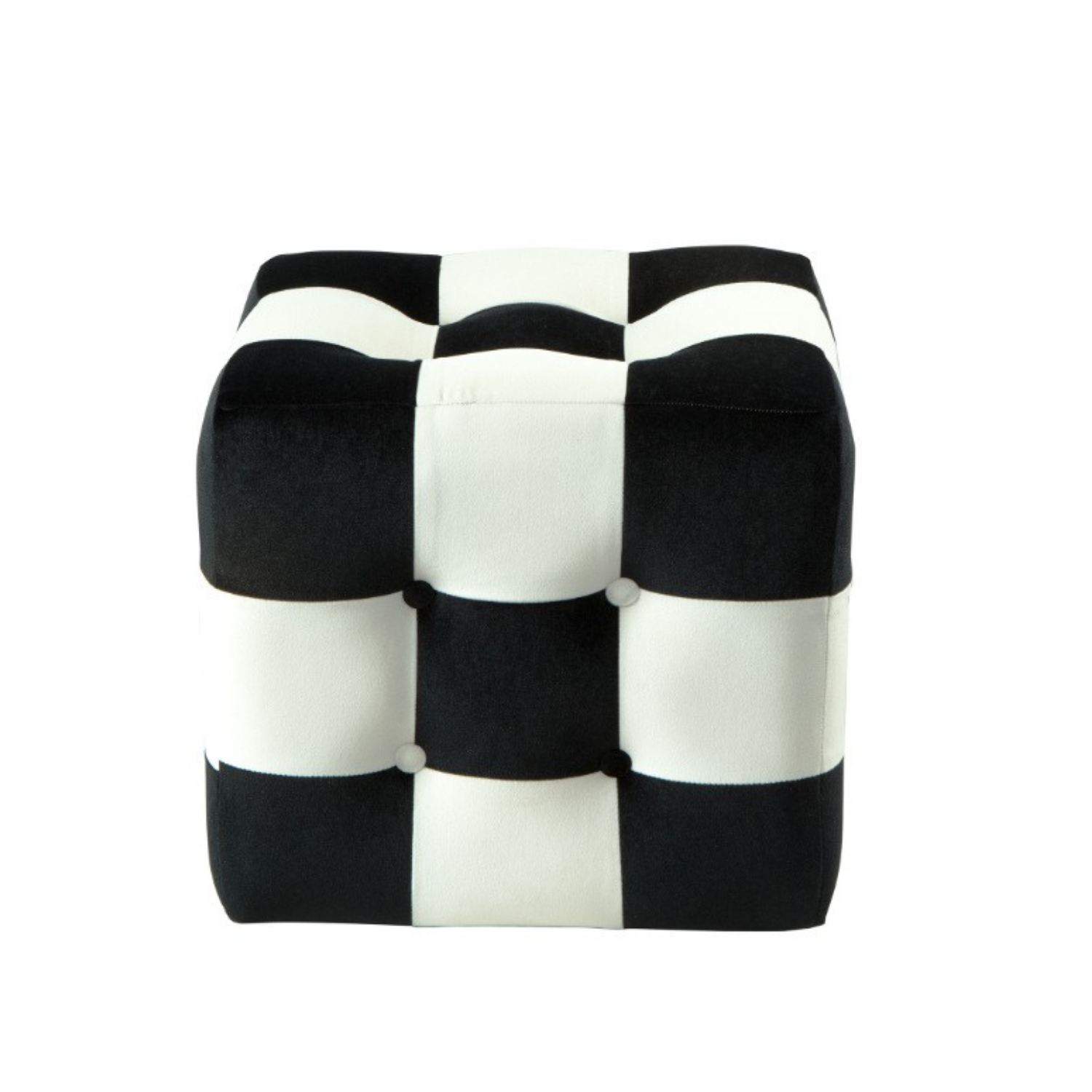 Taburet Patchwork – čierna, biela