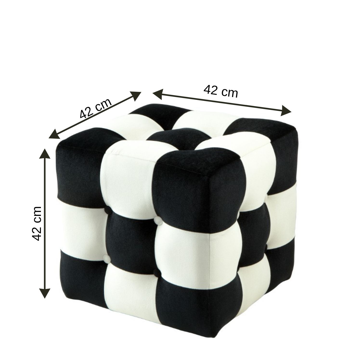 Taburet Patchwork – čierna, biela