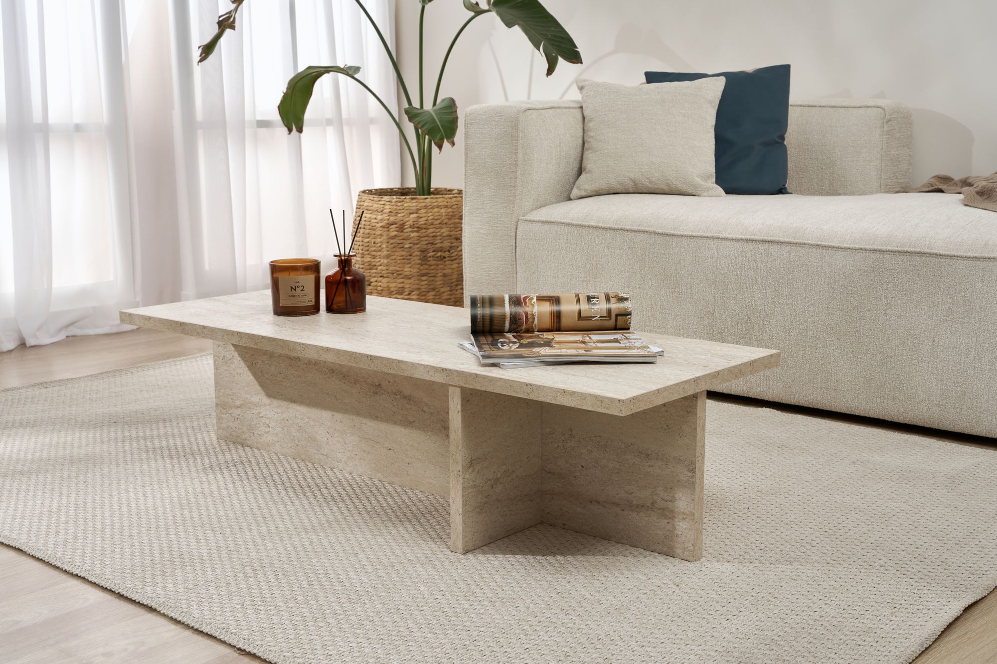 Konferenčný stolík Harbor – Travertín