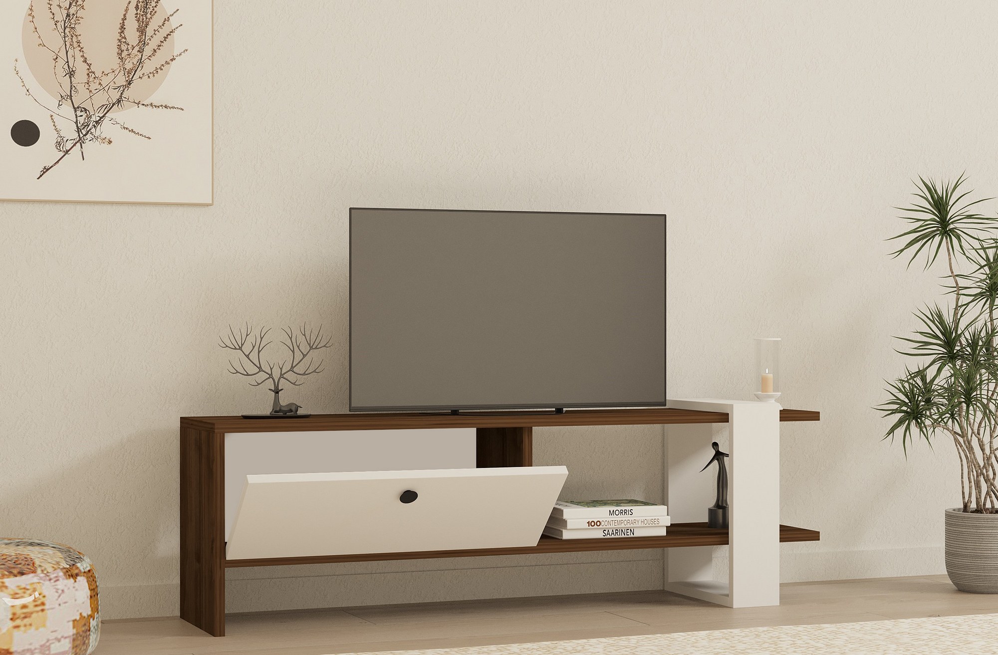 TV skrinka Gaye – orech/biela