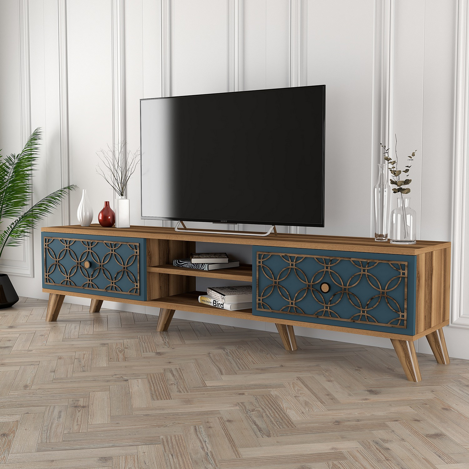 TV skrinka Class – orech/chalcedón