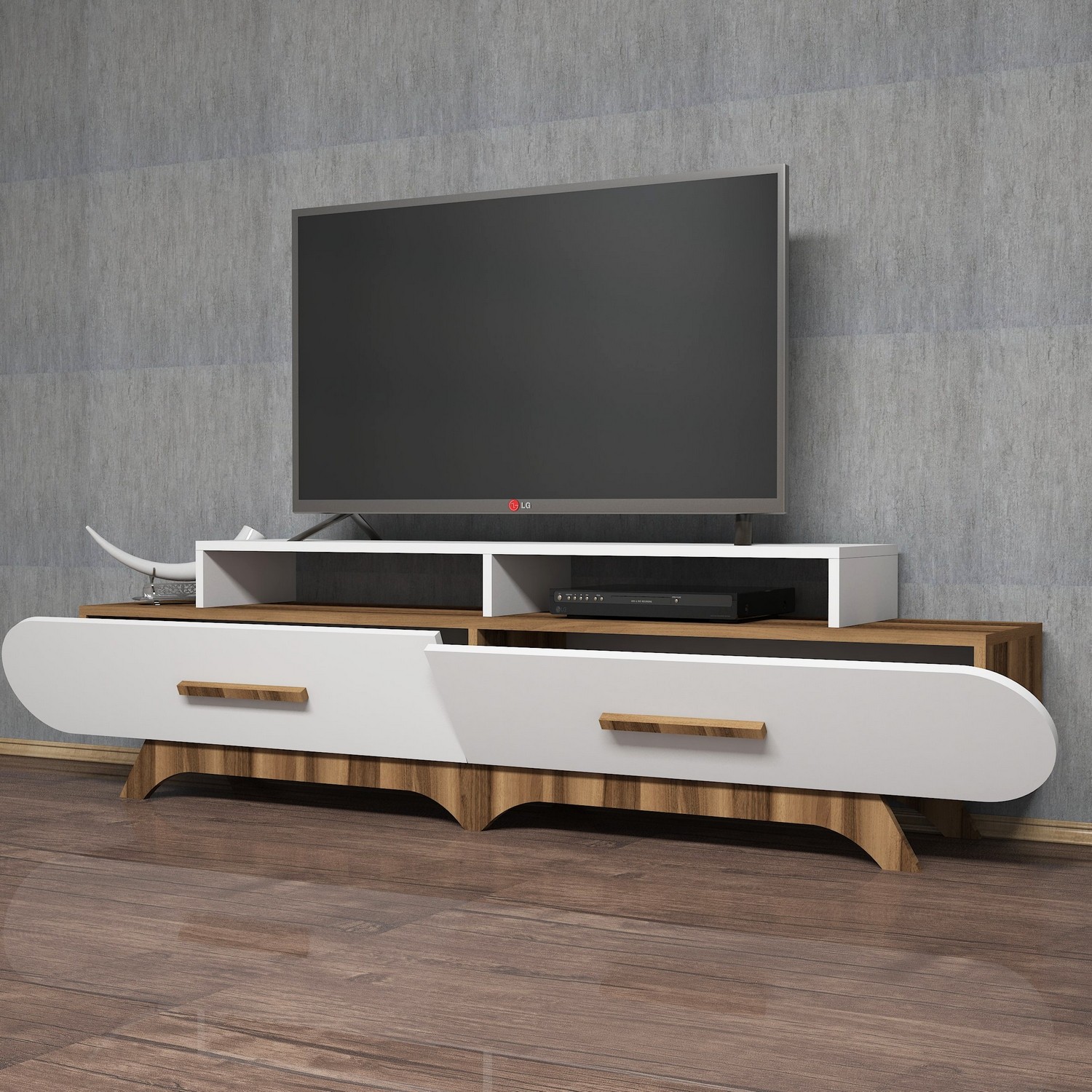 TV stolek FLORA – Ořech / Bílá ASIRGROUP (foto 41)
