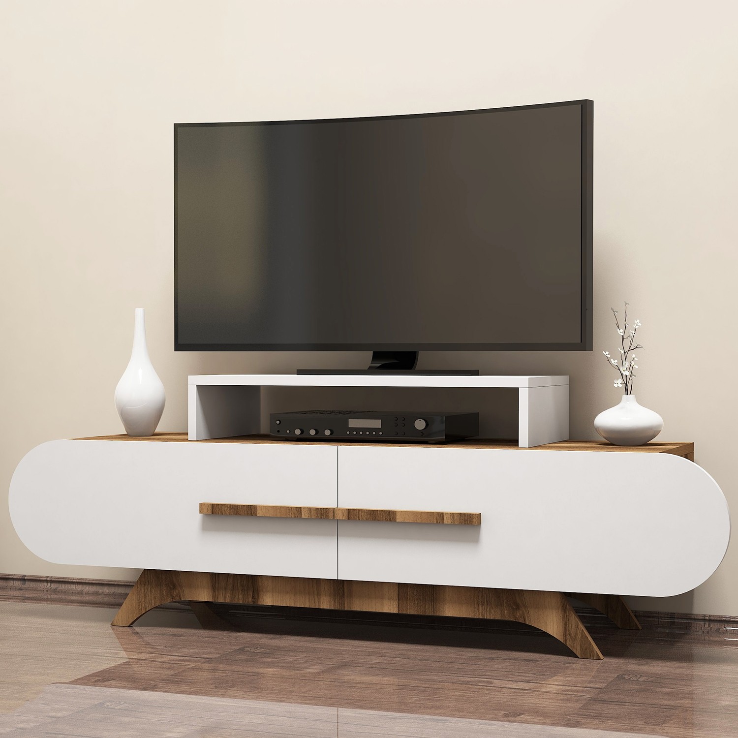 TV skrinka ROSE – orech/biela
