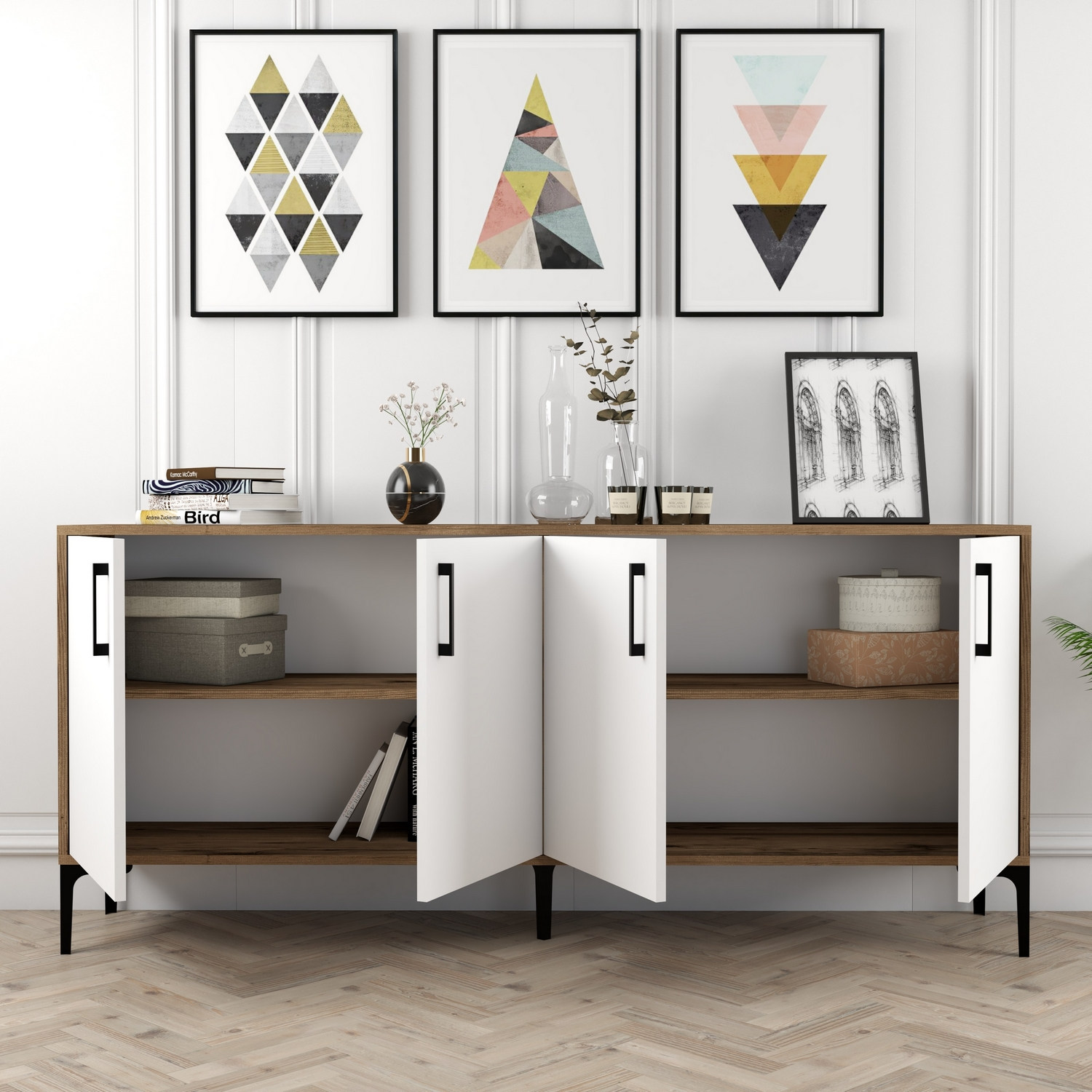 Komoda Kiev – orech, biela