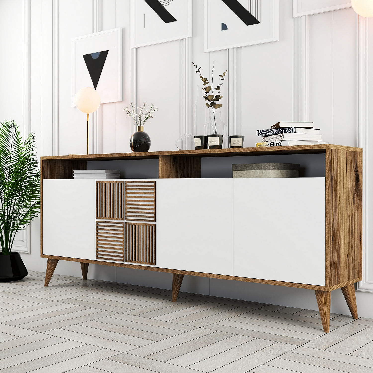 Komoda Milan – orech, biela