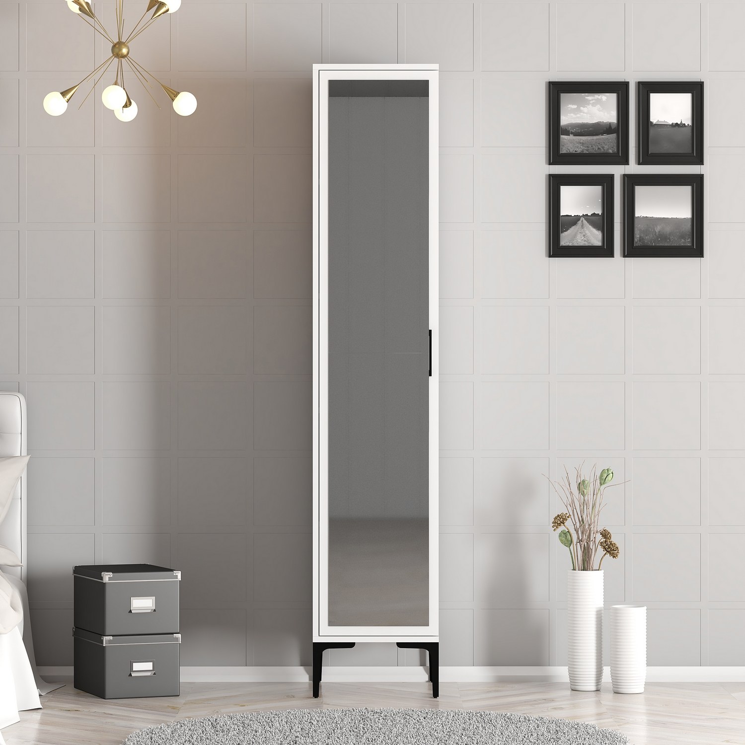 Šatní skříň KUMSAL 40x47.5x201.4 cm – Bílá ASIRGROUP (foto 2)