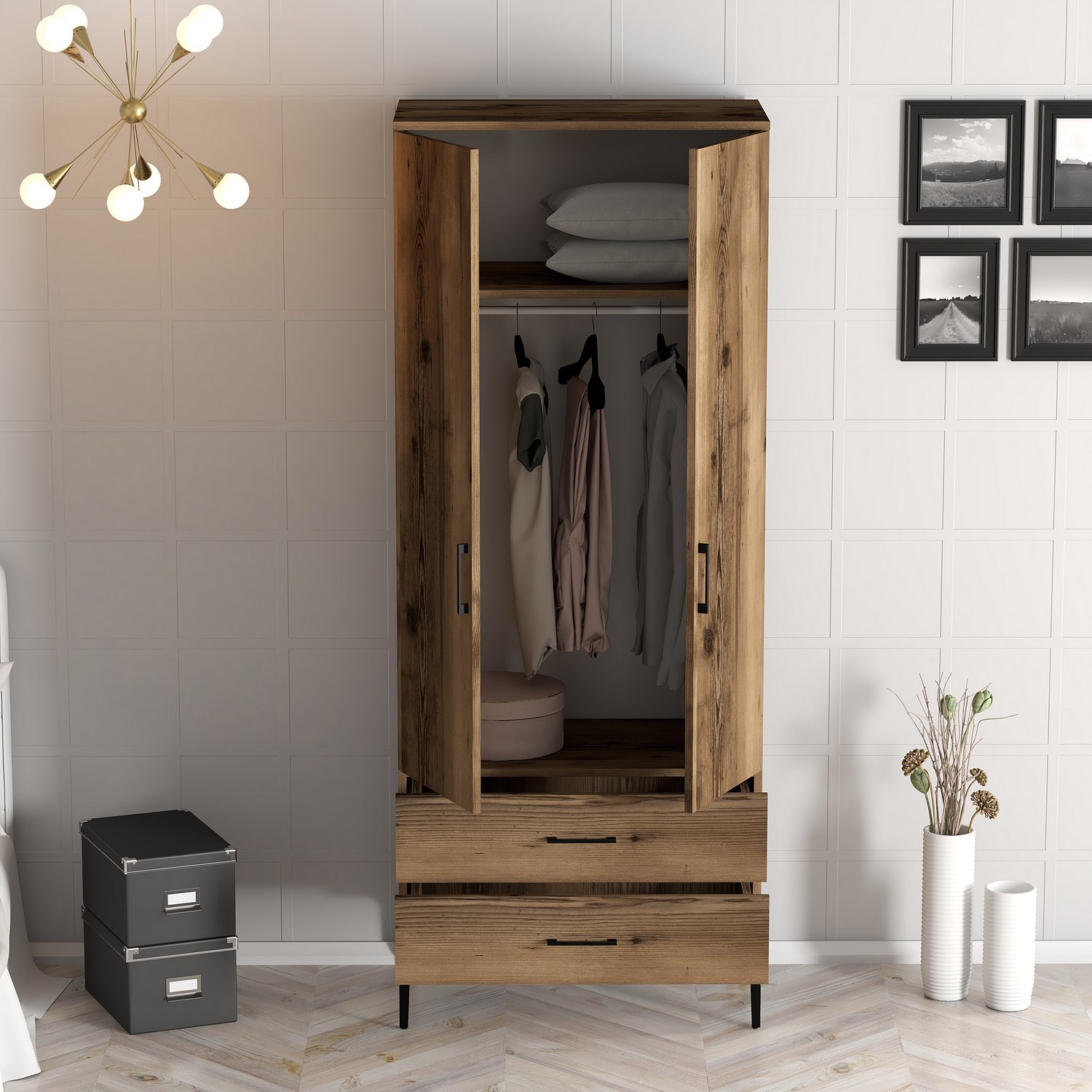 Šatní skříň KUMSAL 80x47.5x201.4 cm ASIRGROUP (foto 2)