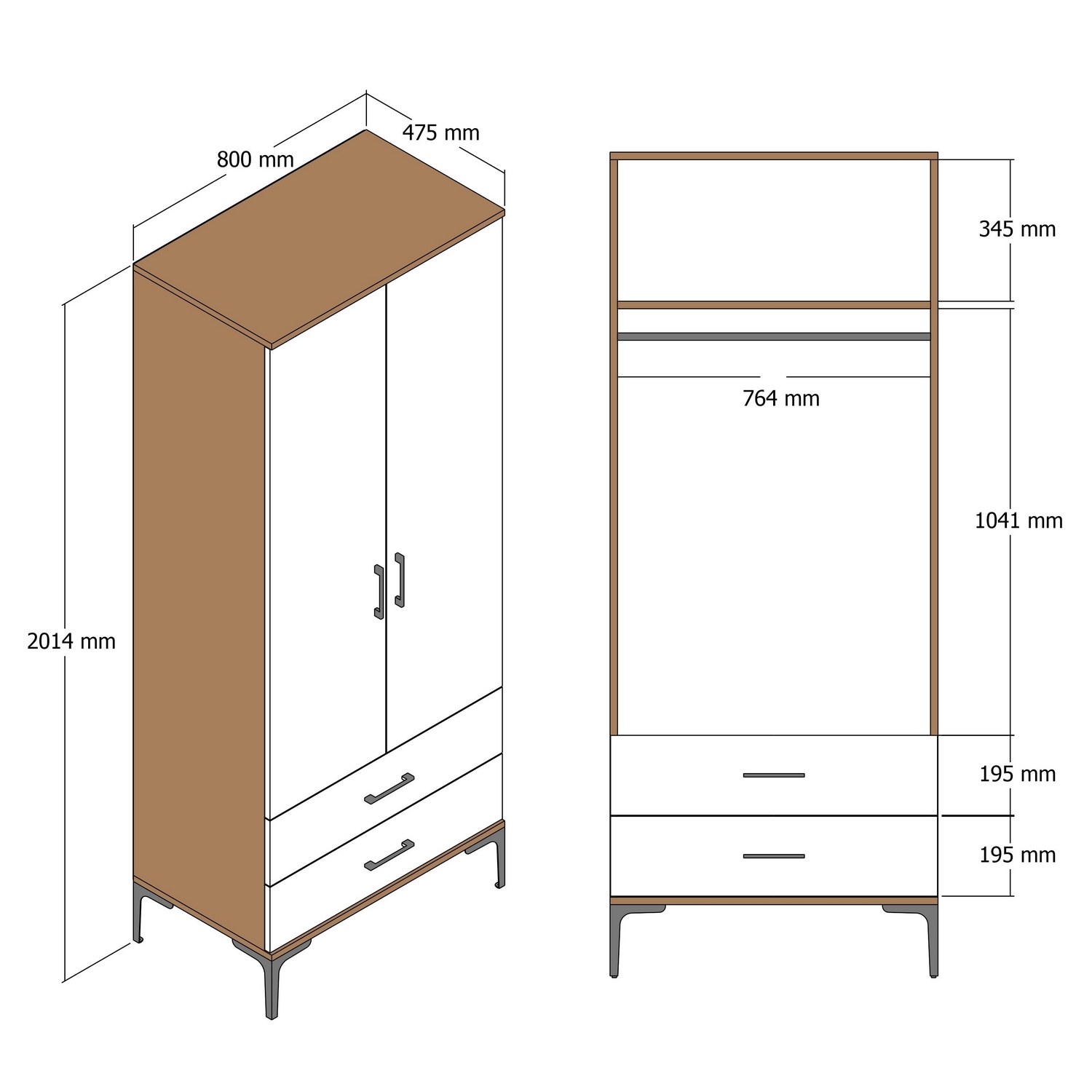 Šatní skříň KUMSAL 80x47.5x201.4 cm ASIRGROUP (foto 6)
